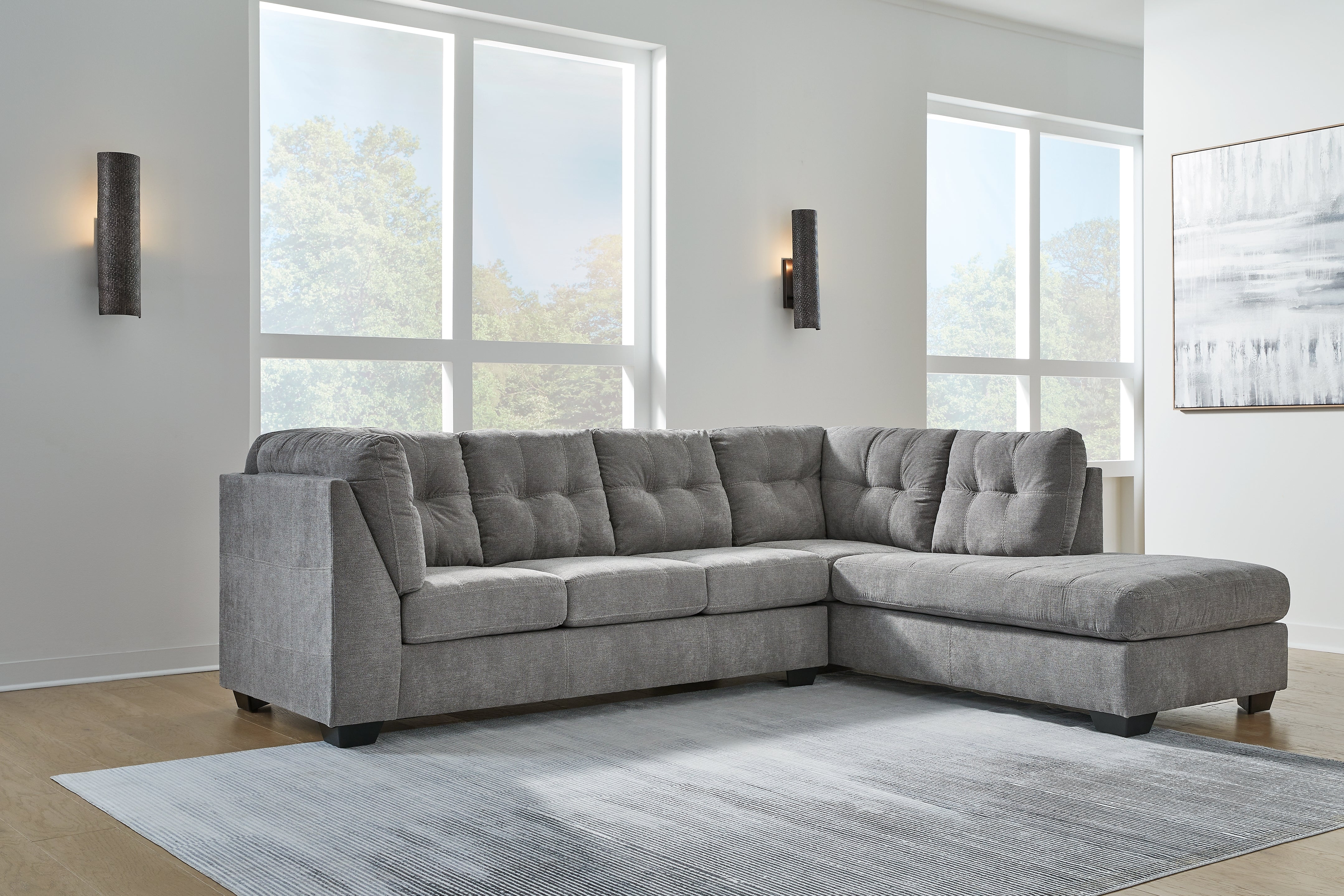 Tampa Furniture Outlet Lutz - Ashley Furniture - Marleton Sectional - LAF 2-Piece Sectional with Chaise / Gray - 55305S2