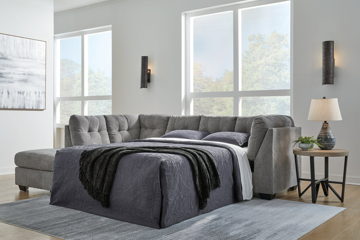 Tampa Furniture Outlet Lutz - Ashley Furniture - Marleton Sectional - RAF 2-Piece Sleeper Sectional with Chaise / Gray - 55305S3