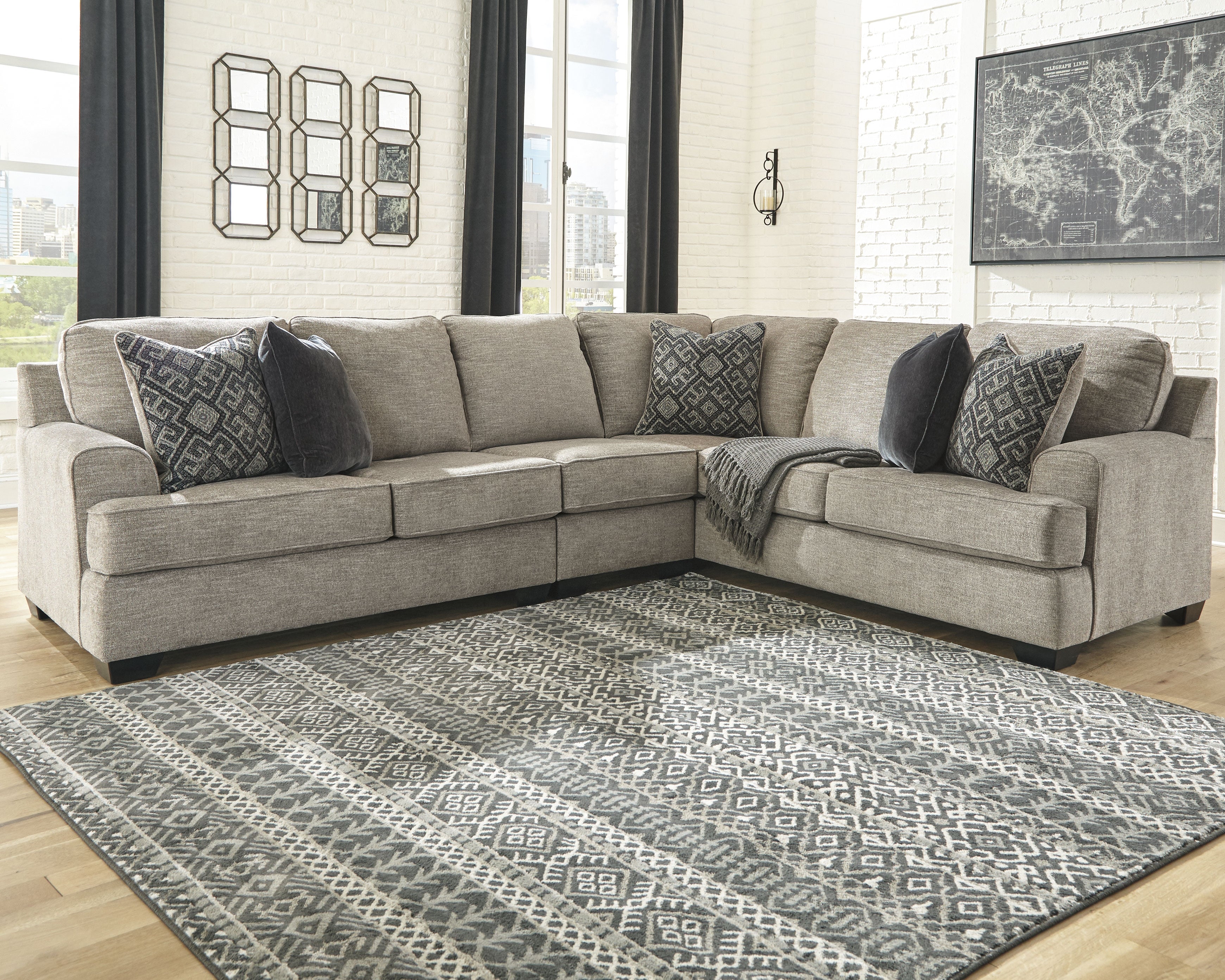 Tampa Furniture Outlet Lutz - Ashley Furniture - Bovarian Sectional - RAF 3-Piece Sectional / Stone - 56103S2