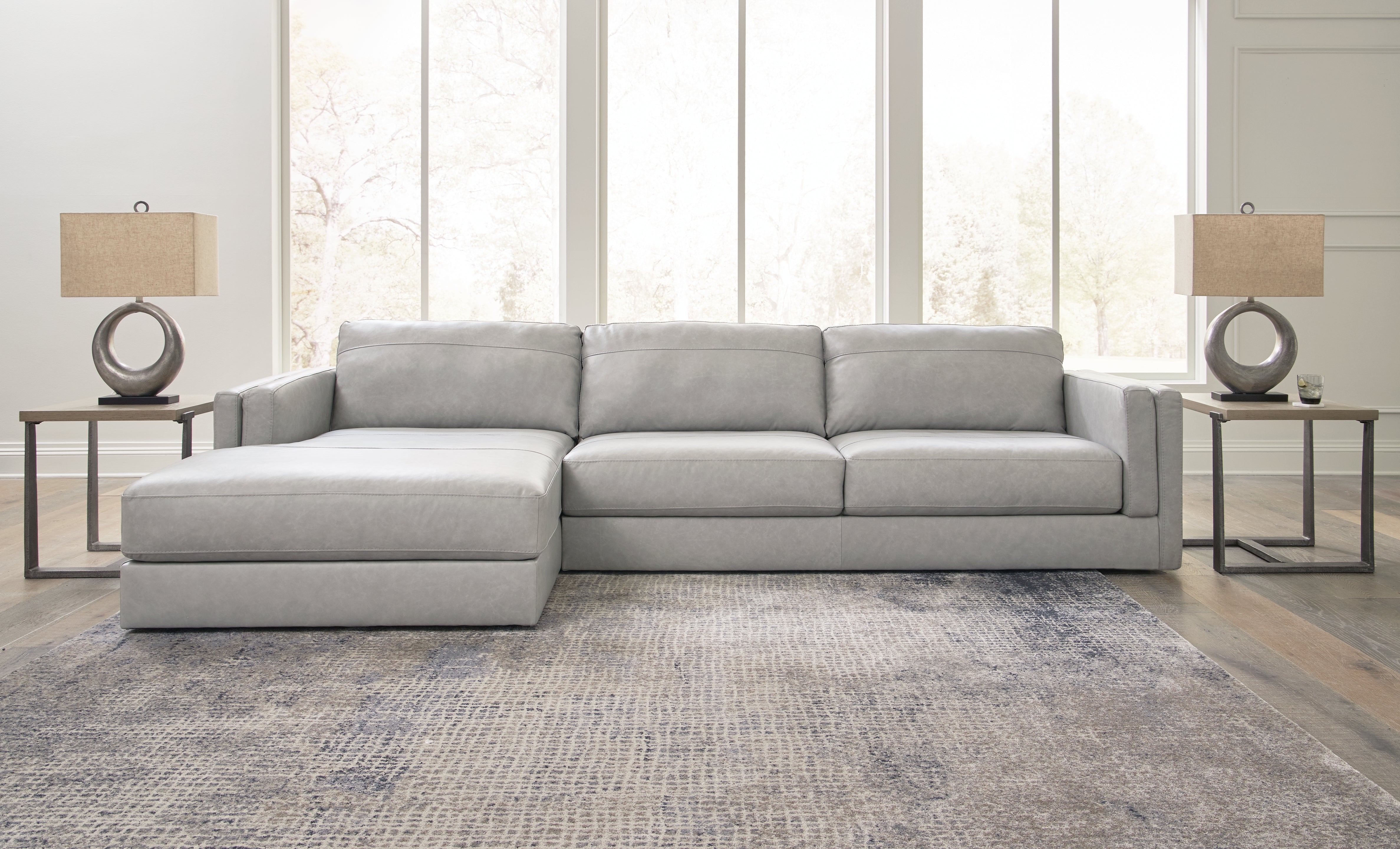Tampa Furniture Outlet Lutz - Ashley Furniture - Amiata Sectional - RAF 2-Piece Sectional with Chaise / Glacier - 57404S1