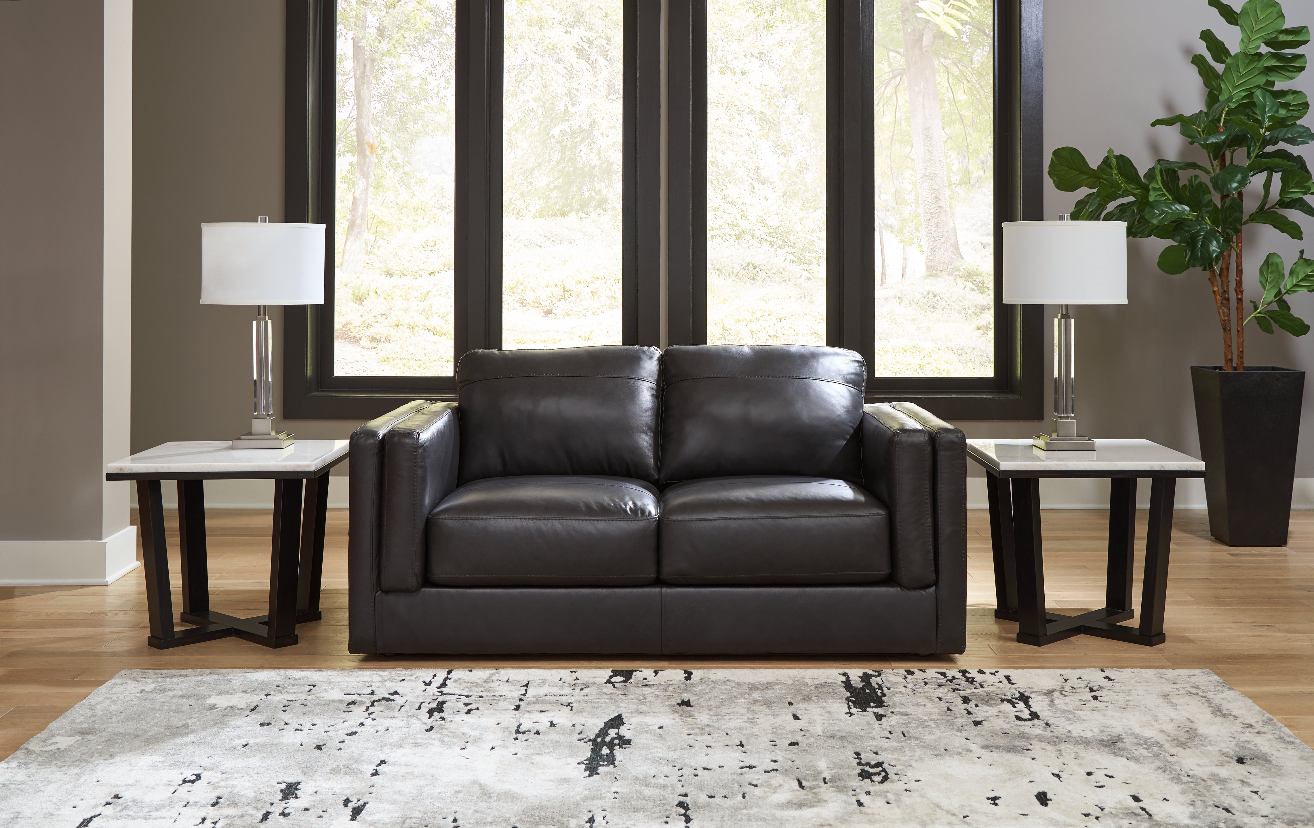 Tampa Furniture Outlet Lutz - Ashley Furniture - Amiata Living Room - Loveseat / Onyx - 5740535