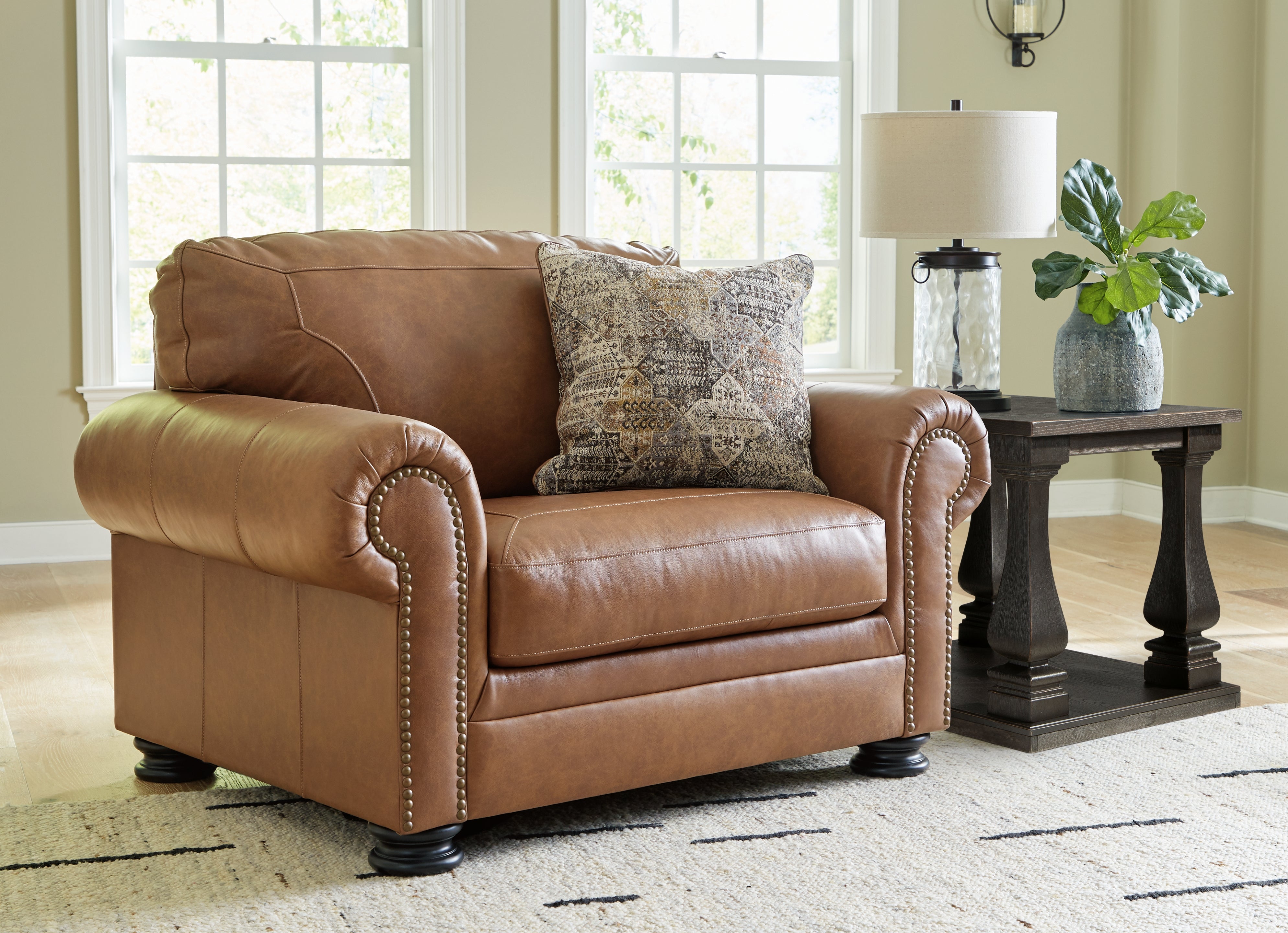 Tampa Furniture Outlet Lutz - Ashley Furniture - Carianna Living Room - Chair and a Half / Caramel - 5760423