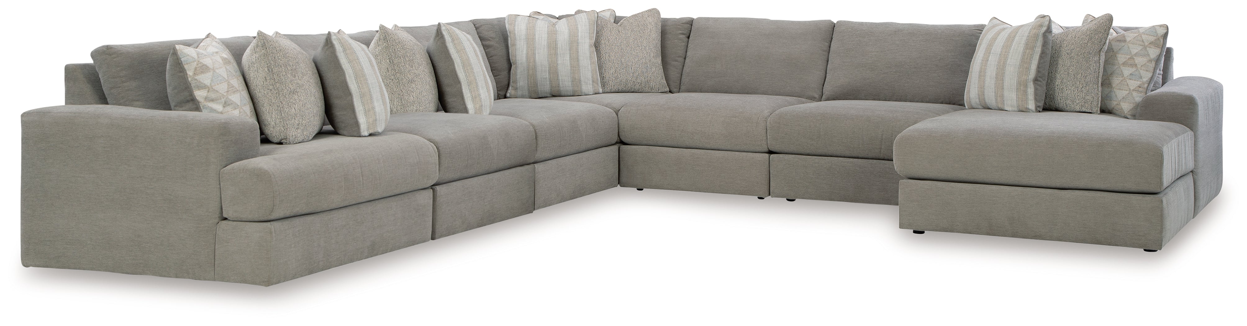 Tampa Furniture Outlet Lutz - Ashley Furniture - Avaliyah Sectional - RAF 7-Piece Sectional with Chaise / Ash - 58103S10