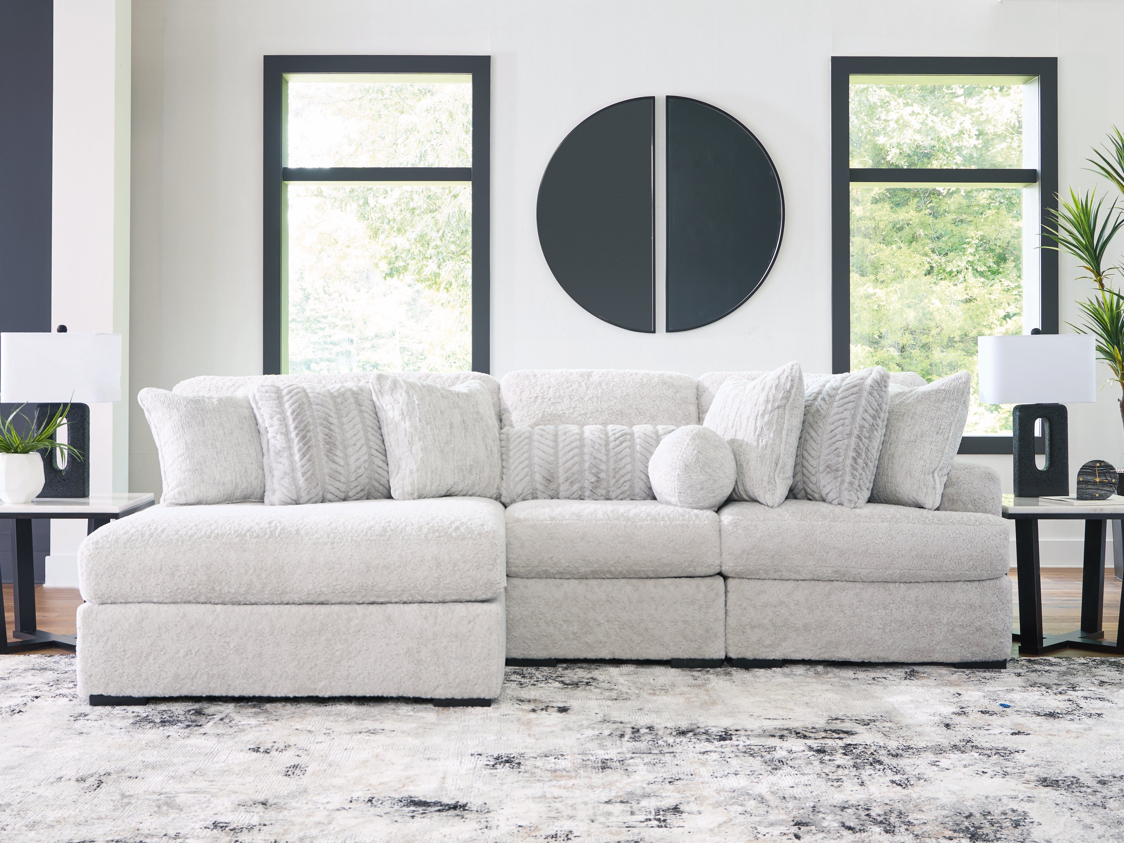 Tampa Furniture Outlet Lutz - Ashley Furniture - Cuddle Plush Sectional - 3-Piece Sectional with Chaise / Arctic - PC59106S7