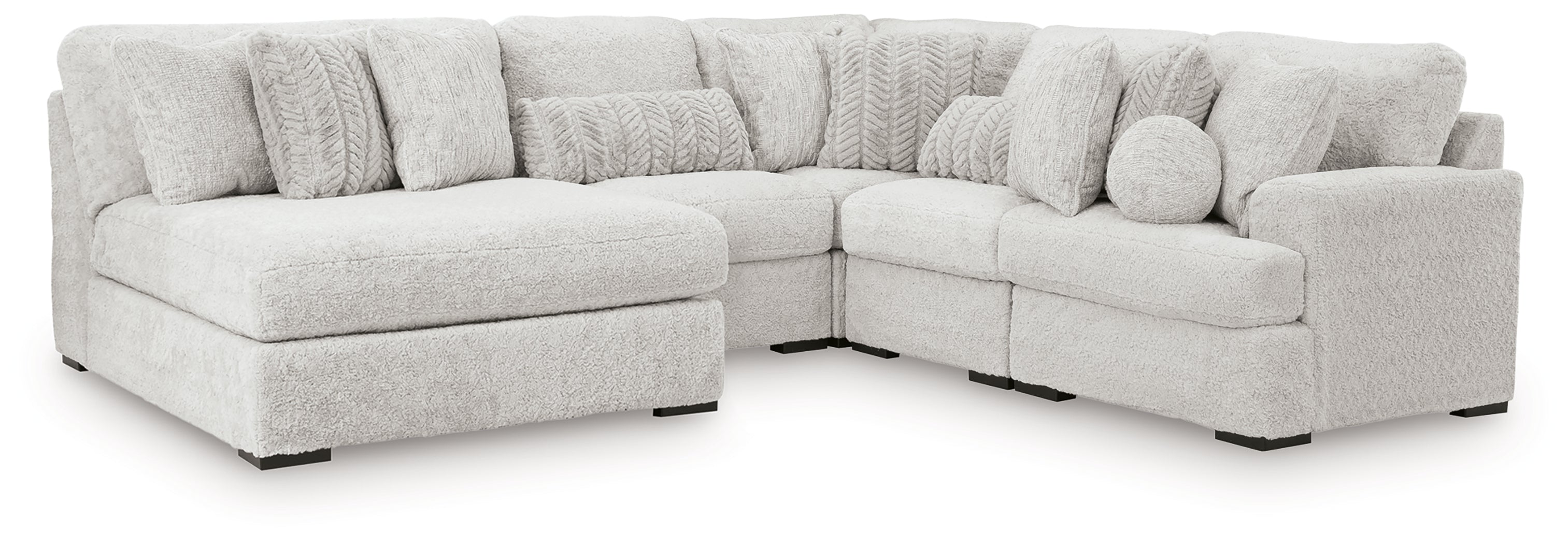 Tampa Furniture Outlet Lutz - Ashley Furniture - Cuddle Plush Sectional - 5-Piece Sectional with Chaise / Arctic - PC59106S11