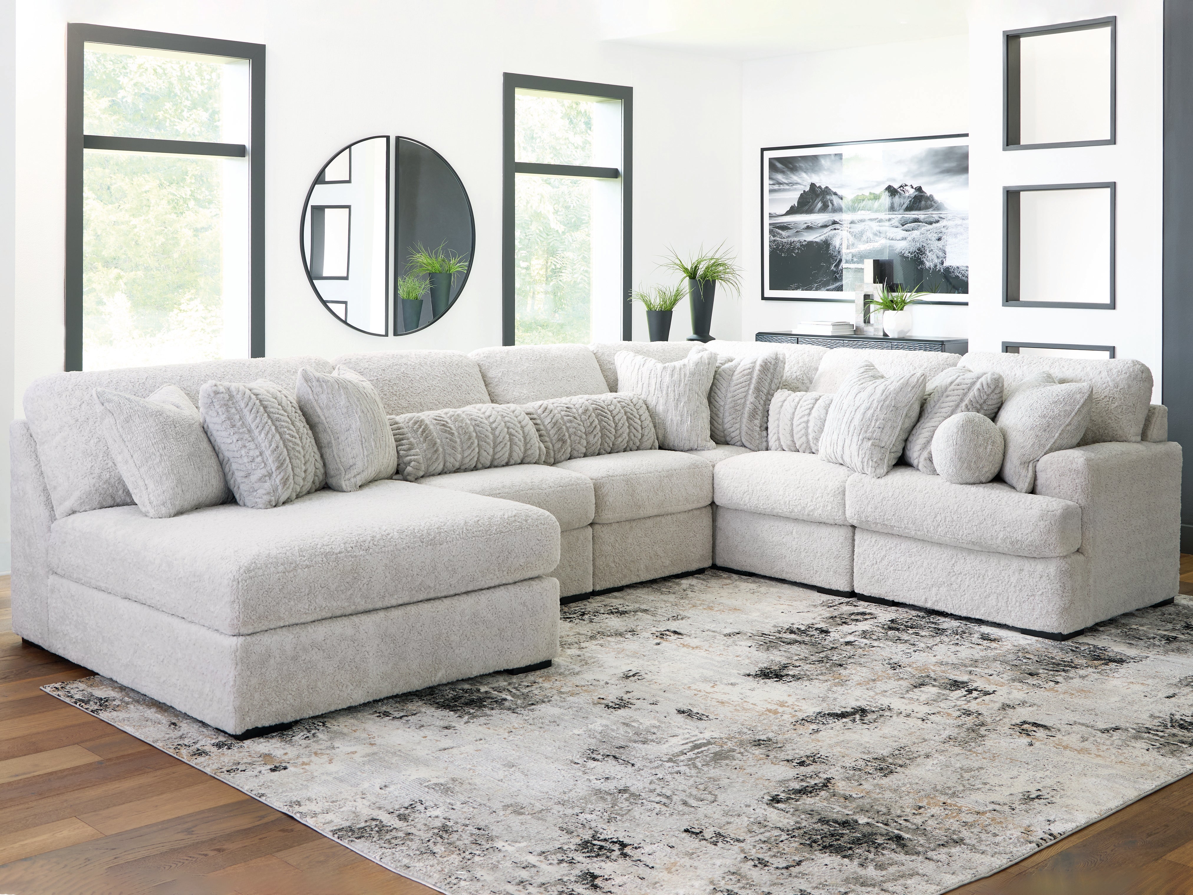 Tampa Furniture Outlet Lutz - Ashley Furniture - Cuddle Plush Sectional - 6-Piece Sectional with Chaise / Arctic - PC59106S8