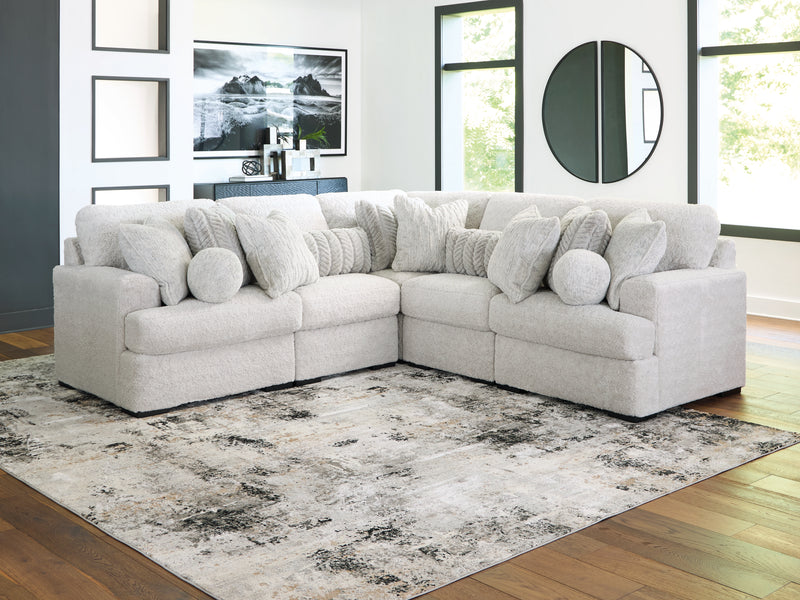 Tampa Furniture Outlet Lutz - Ashley Furniture - Cuddle Plush Sectional - RAF 5-Piece Sectional / Arctic - PC59106S2