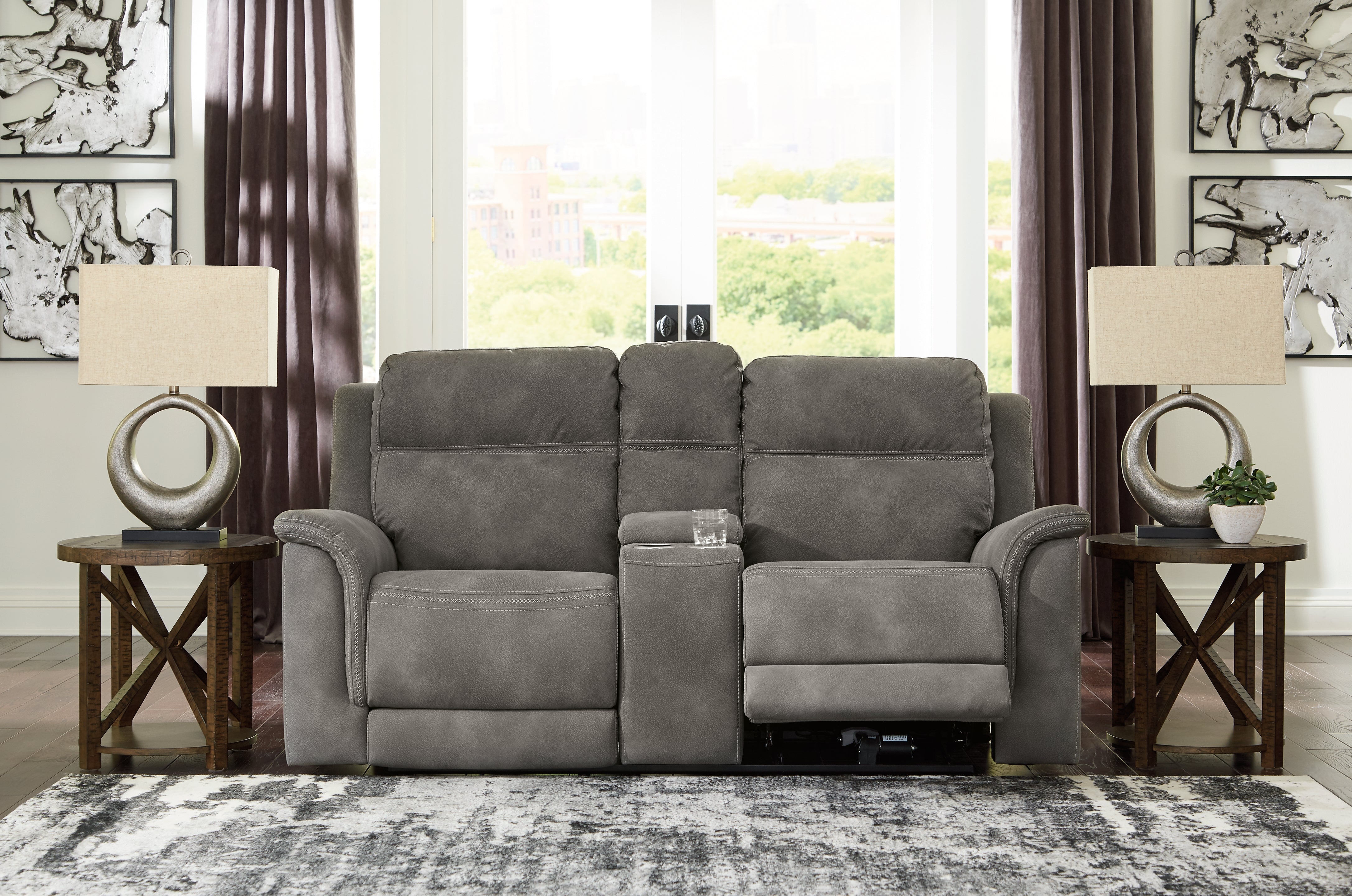 Tampa Furniture Outlet Lutz - Ashley Furniture - Next-Gen DuraPella Living Room - PWR REC Loveseat/CON/ADJ HDRST / Slate - 5930118