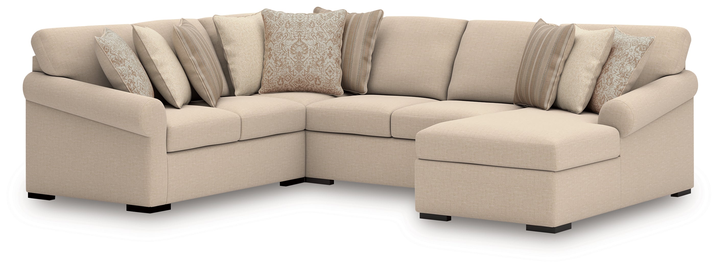 Tampa Furniture Outlet Lutz - Ashley Furniture - LadyMae Sectional - RAF 4-Piece Sectional with Chaise / Twill - 59404S3