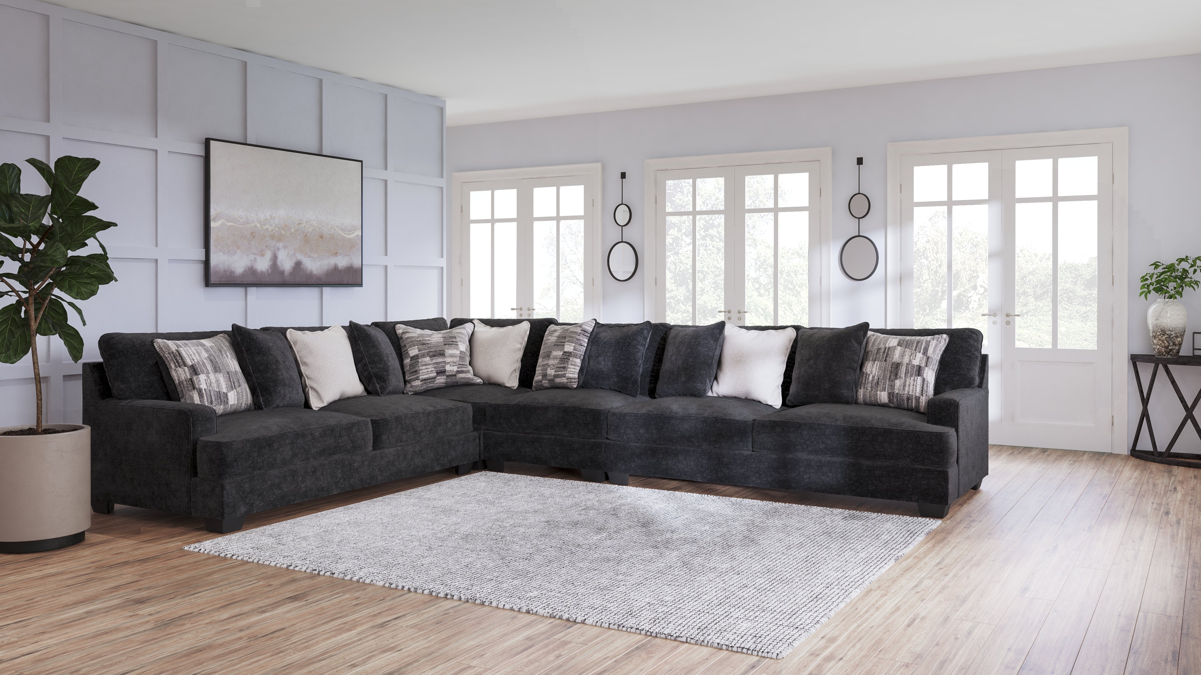Tampa Furniture Outlet Lutz - Ashley Furniture - Lavernett Sectional - LAF 4-Piece Sectional / Charcoal - 59603S2