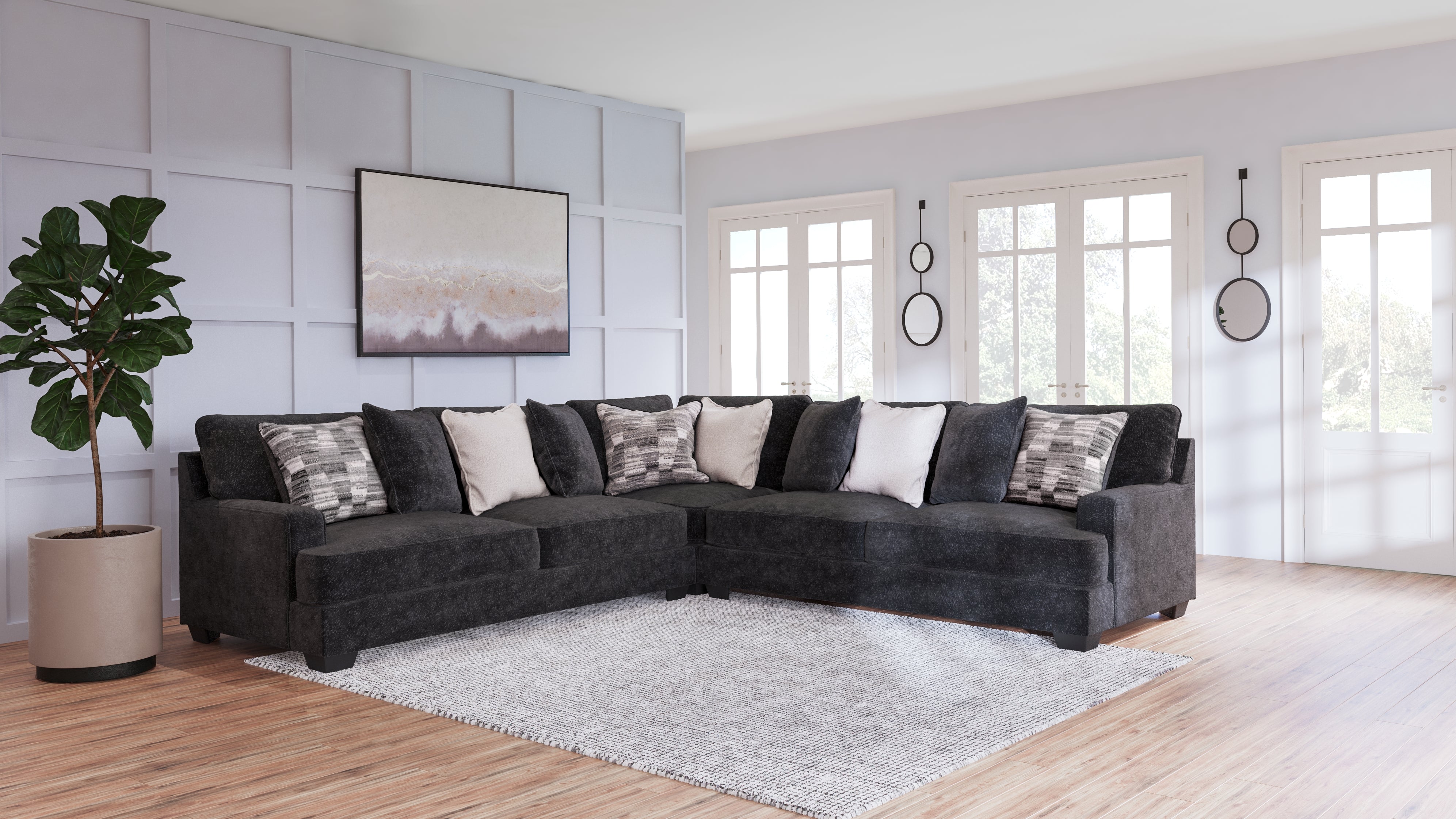 Tampa Furniture Outlet Lutz - Ashley Furniture - Lavernett Sectional - LAF 3-Piece Sectional / Charcoal - 59603S1