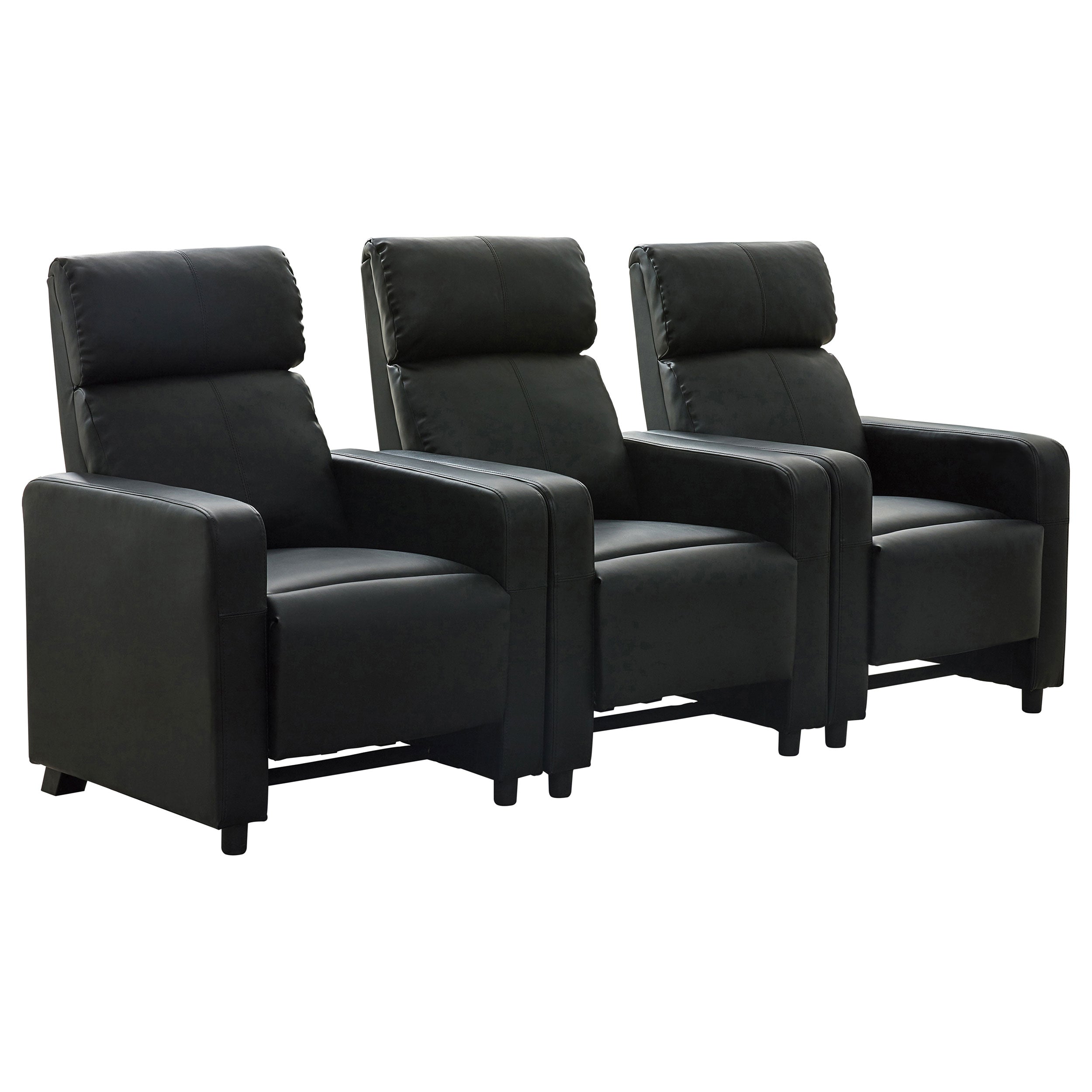 Tampa Furniture Outlet - Coaster - Toohey Upholstered Tufted Recliner Living Room Set Black - 600181-S3B