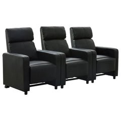 Tampa Furniture Outlet - Coaster - Toohey Upholstered Tufted Recliner Living Room Set Black - 600181-S3B