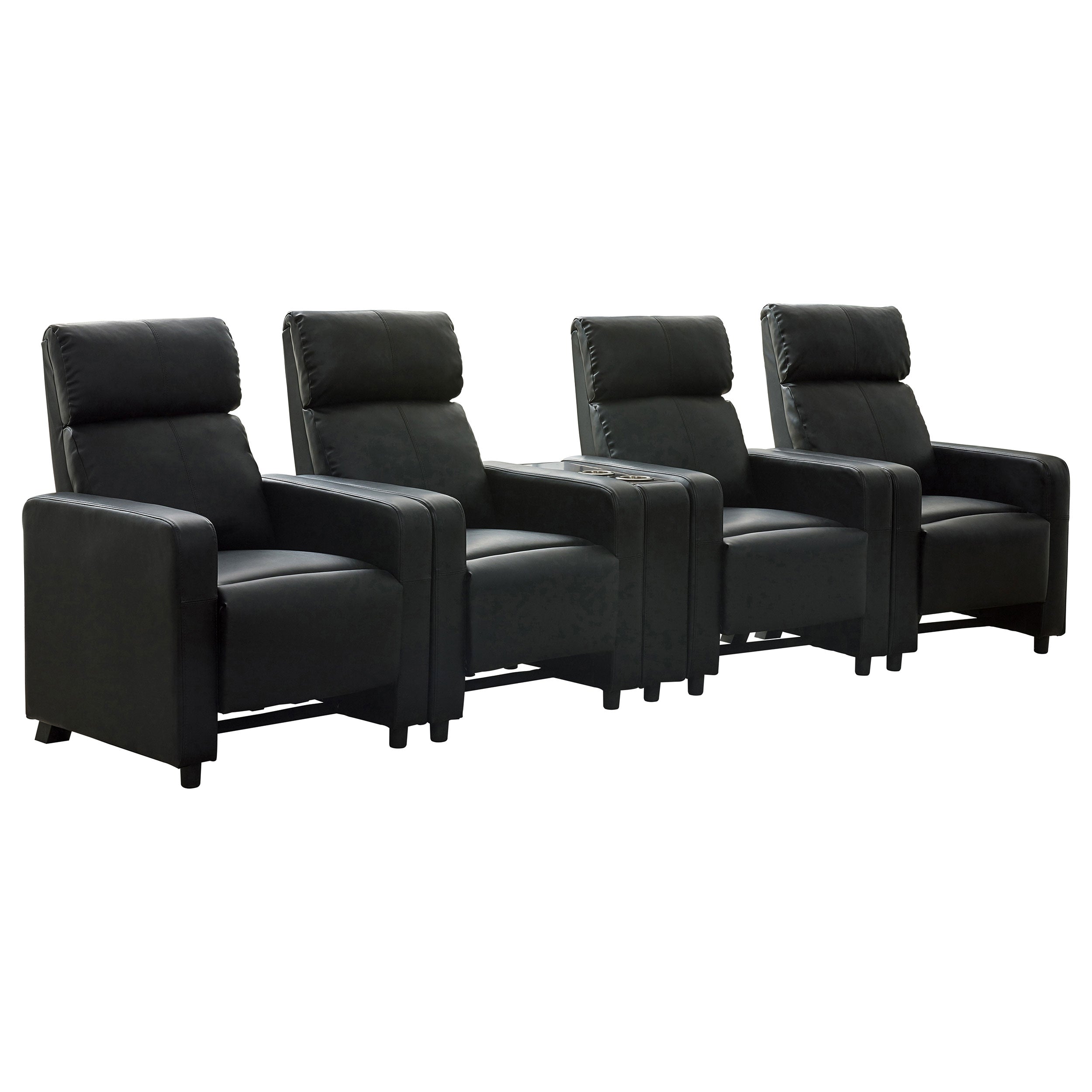 Tampa Furniture Outlet - Coaster - Toohey Upholstered Tufted Recliner Living Room Set Black - 600181-S4B
