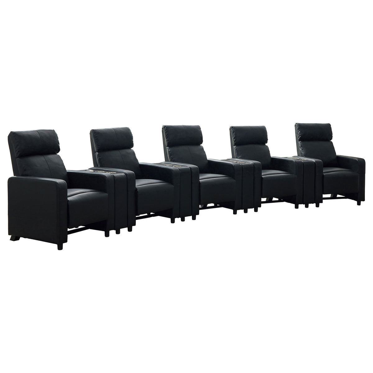 Tampa Furniture Outlet - Coaster - Toohey Upholstered Tufted Recliner Living Room Set Black - 600181-S5A