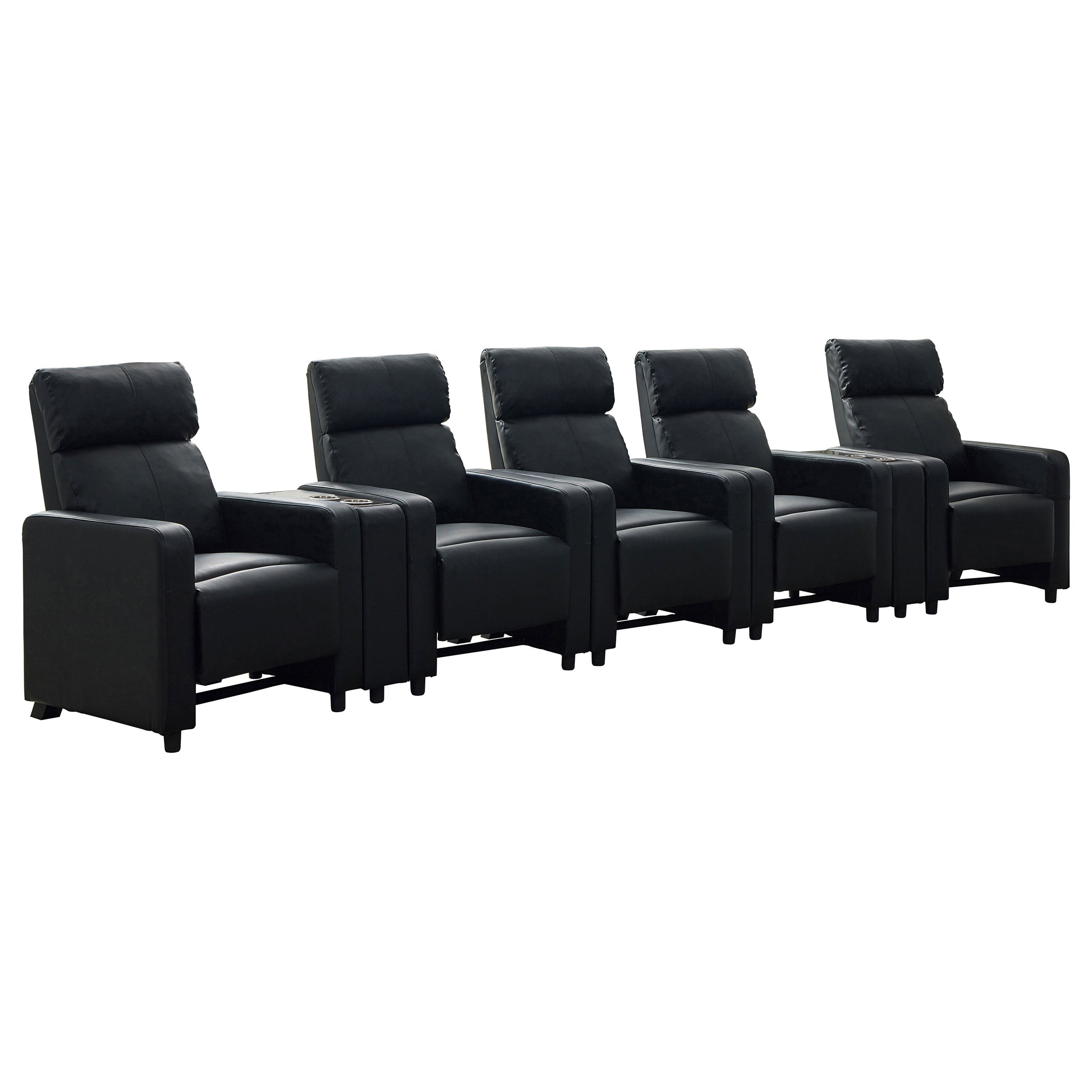 Tampa Furniture Outlet - Coaster - Toohey Upholstered Tufted Recliner Living Room Set Black - 600181-S5B