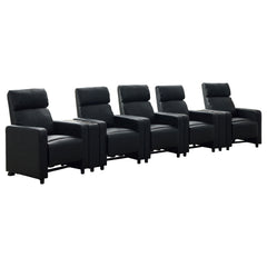 Tampa Furniture Outlet - Coaster - Toohey Upholstered Tufted Recliner Living Room Set Black - 600181-S5B