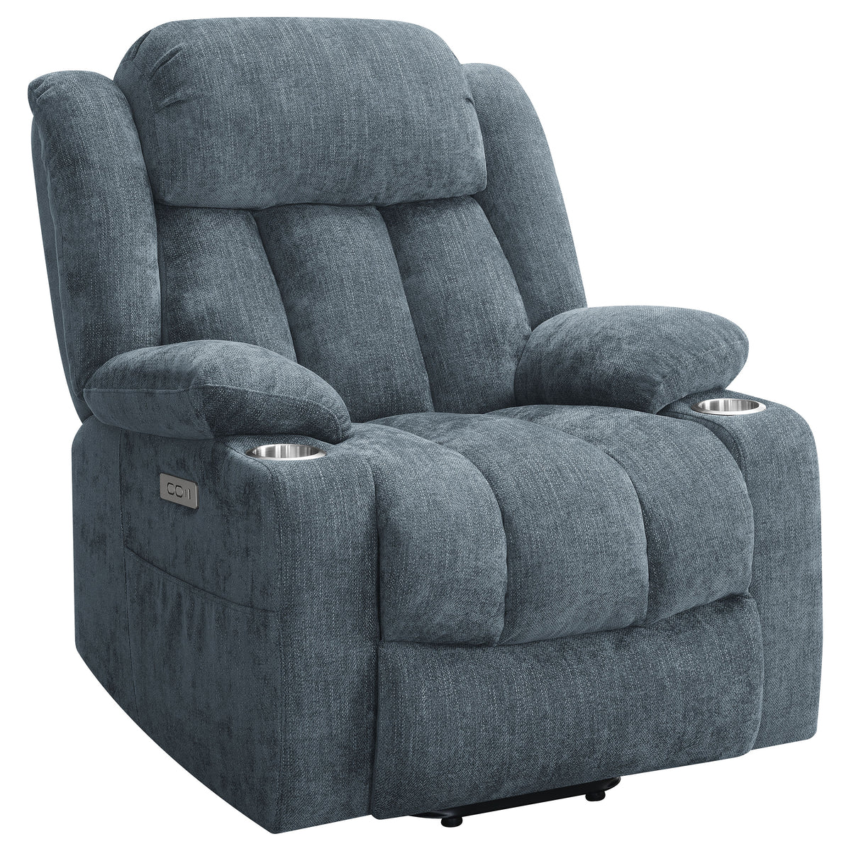 Tampa Furniture Outlet - Coaster - Houston Upholstered Power Lift Recliner Slate Blue - 602294P