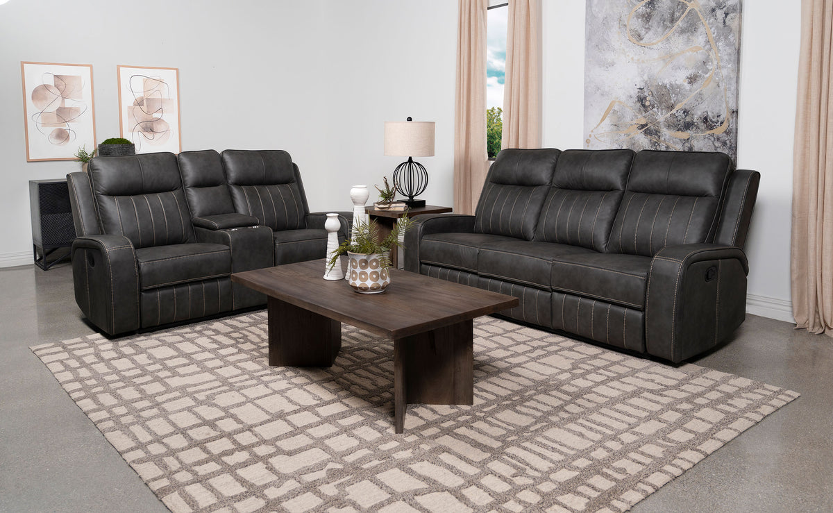 Tampa Furniture Outlet - Coaster - Raelynn 2-piece Upholstered Reclining Sofa Set Grey - 603191-S2