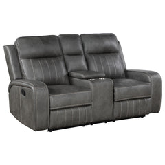 Tampa Furniture Outlet - Coaster - Raelynn Upholstered Track Arm Motion Loveseat Grey - 603192