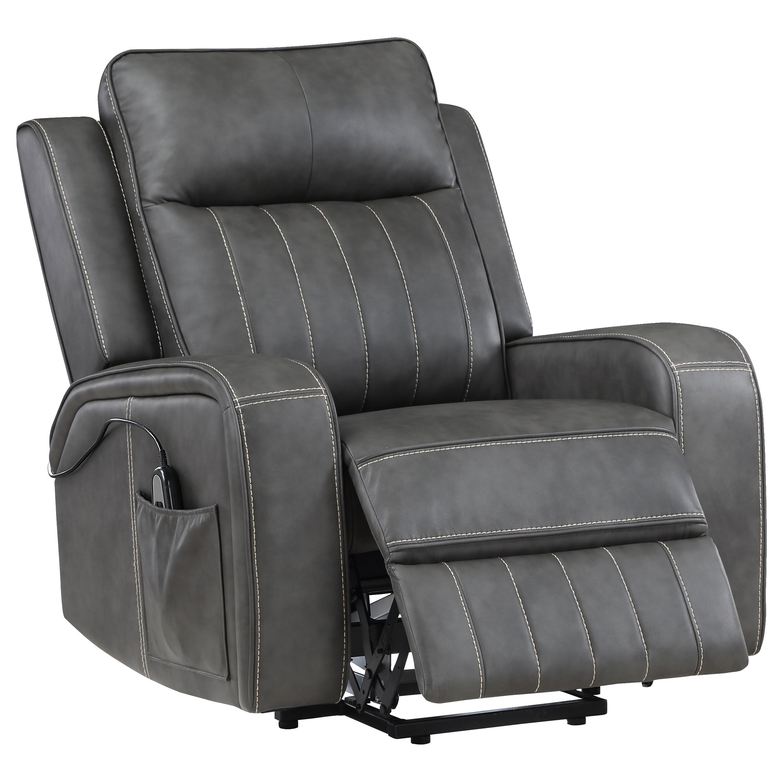Tampa Furniture Outlet - Coaster - Raelynn Upholstered Power Lift Recliner Chair Grey - 603194P