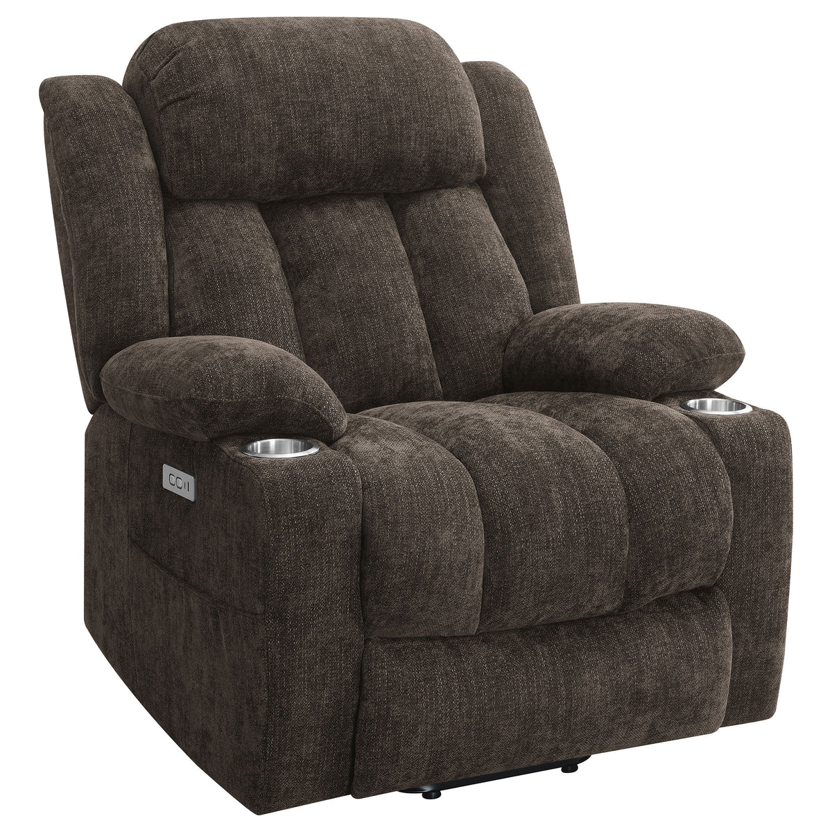 Tampa Furniture Outlet - Coaster - Houston Upholstered Power Lift Recliner Chair Dark Brown - 603233P
