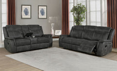 Tampa Furniture Outlet - Coaster - Lawrence 2-piece Upholstered Reclining Sofa Set Charcoal - 603504-S2
