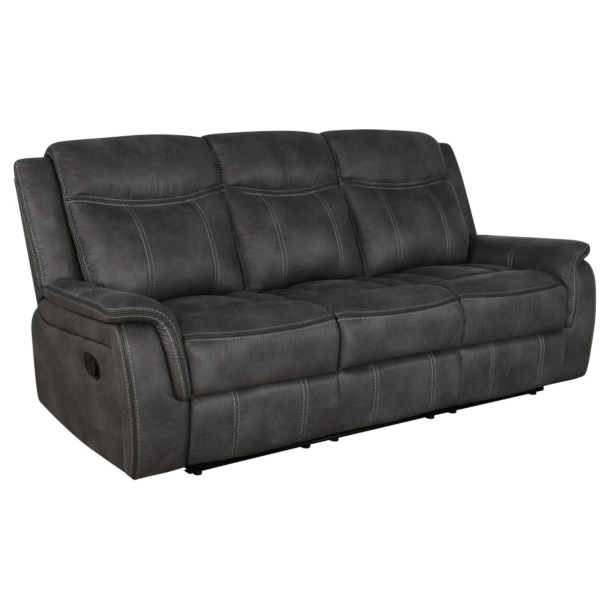 Tampa Furniture Outlet - Coaster - Lawrence Upholstered Padded Arm Reclining Sofa Charcoal - 603504