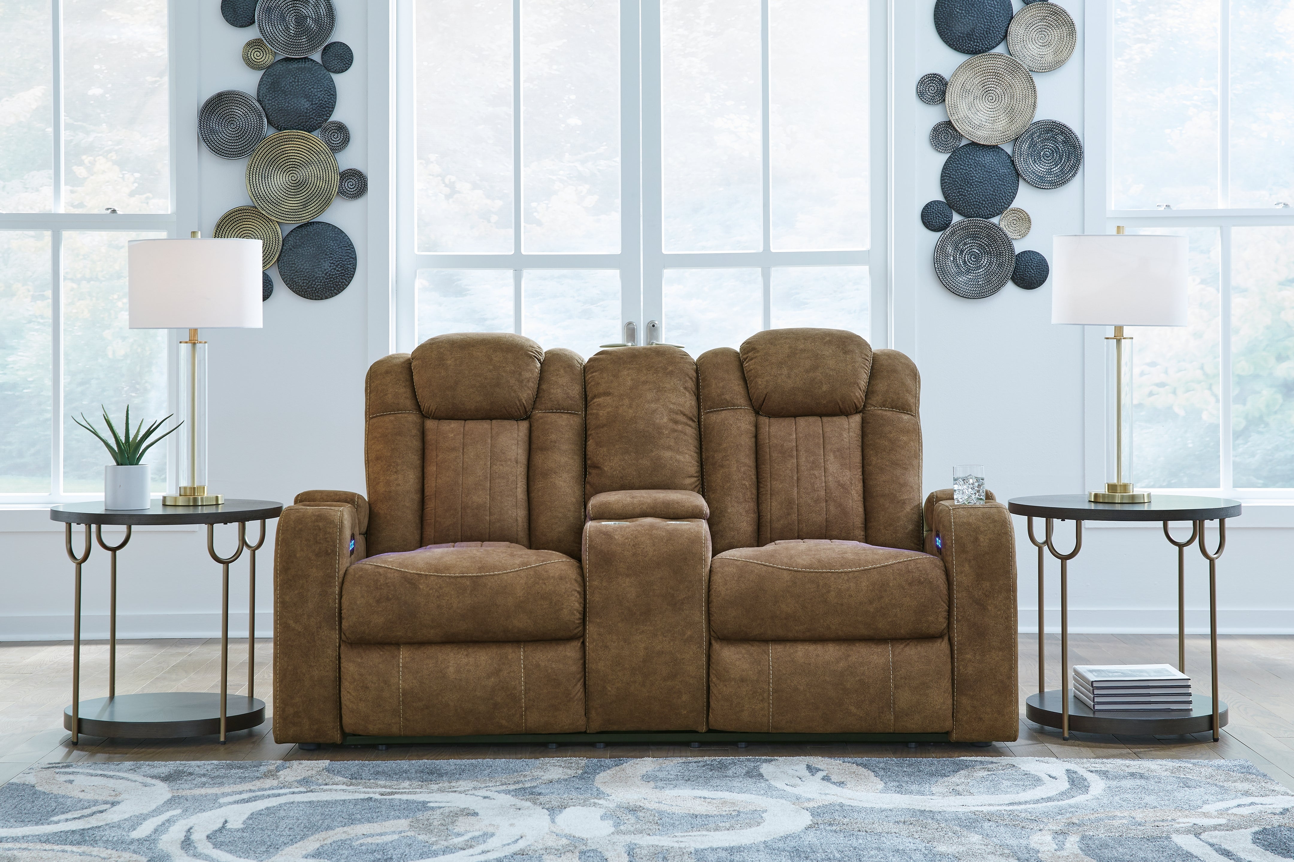 Tampa Furniture Outlet Lutz - Ashley Furniture - Wolfridge Living Room - PWR REC Loveseat/CON/ADJ HDRST / Brindle - 6070318