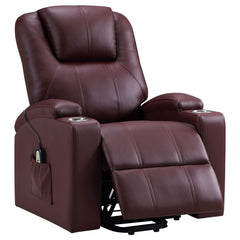 Tampa Furniture Outlet - Coaster - Armstrong Upholstered Power Lift Massage Recliner Wine - 609479P
