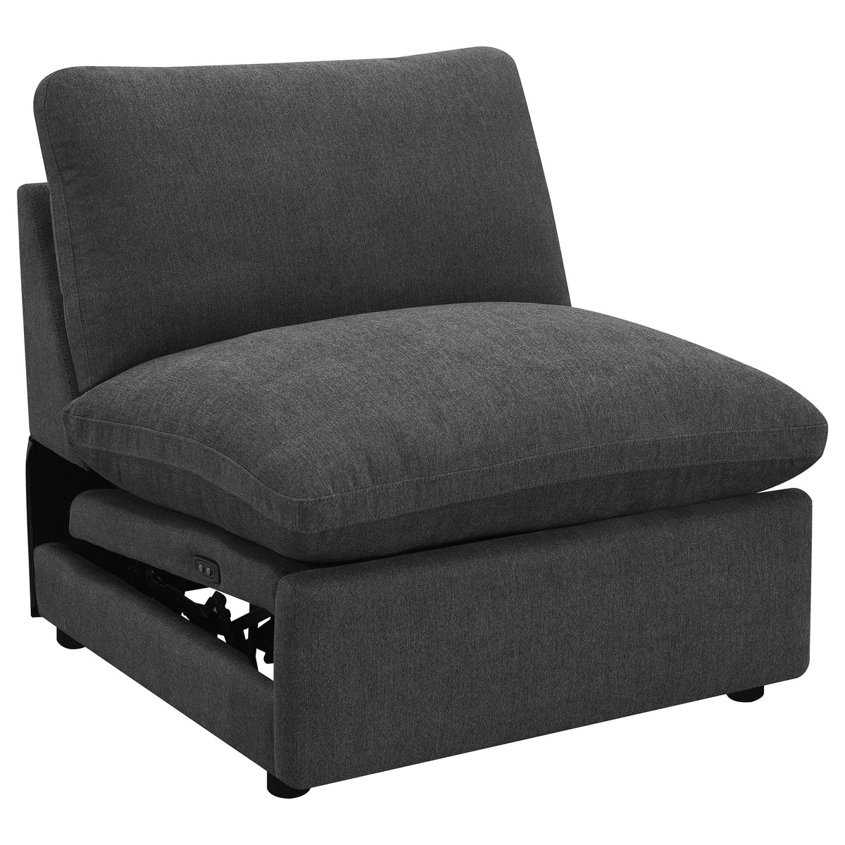 Tampa Furniture Outlet - Coaster - Collins Modular Power Armless Recliner Dark Grey - 609530ARP
