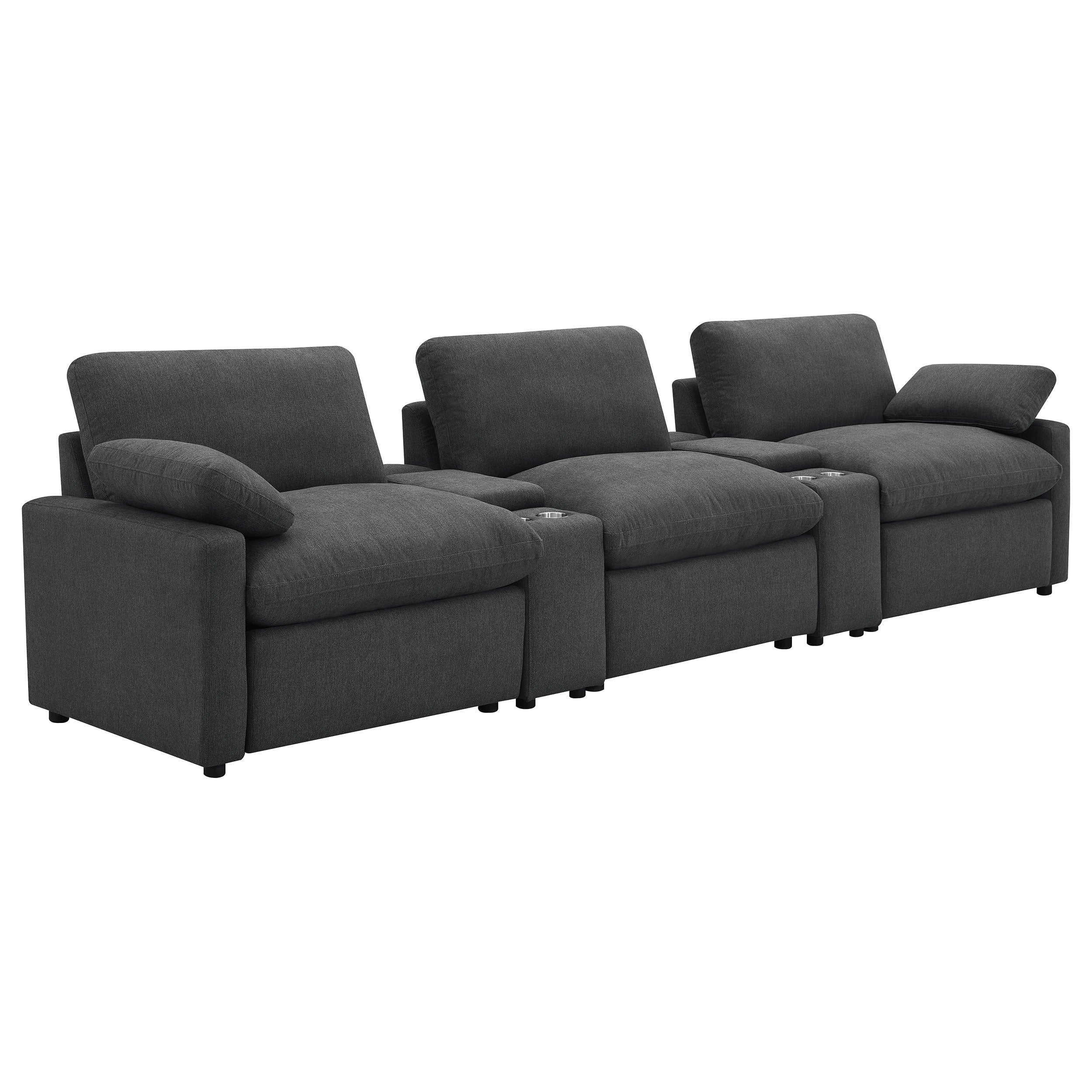 Tampa Furniture Outlet - Coaster - Collins 5-Piece Power Reclining Home Theater Seating Dark Grey - 609531PT