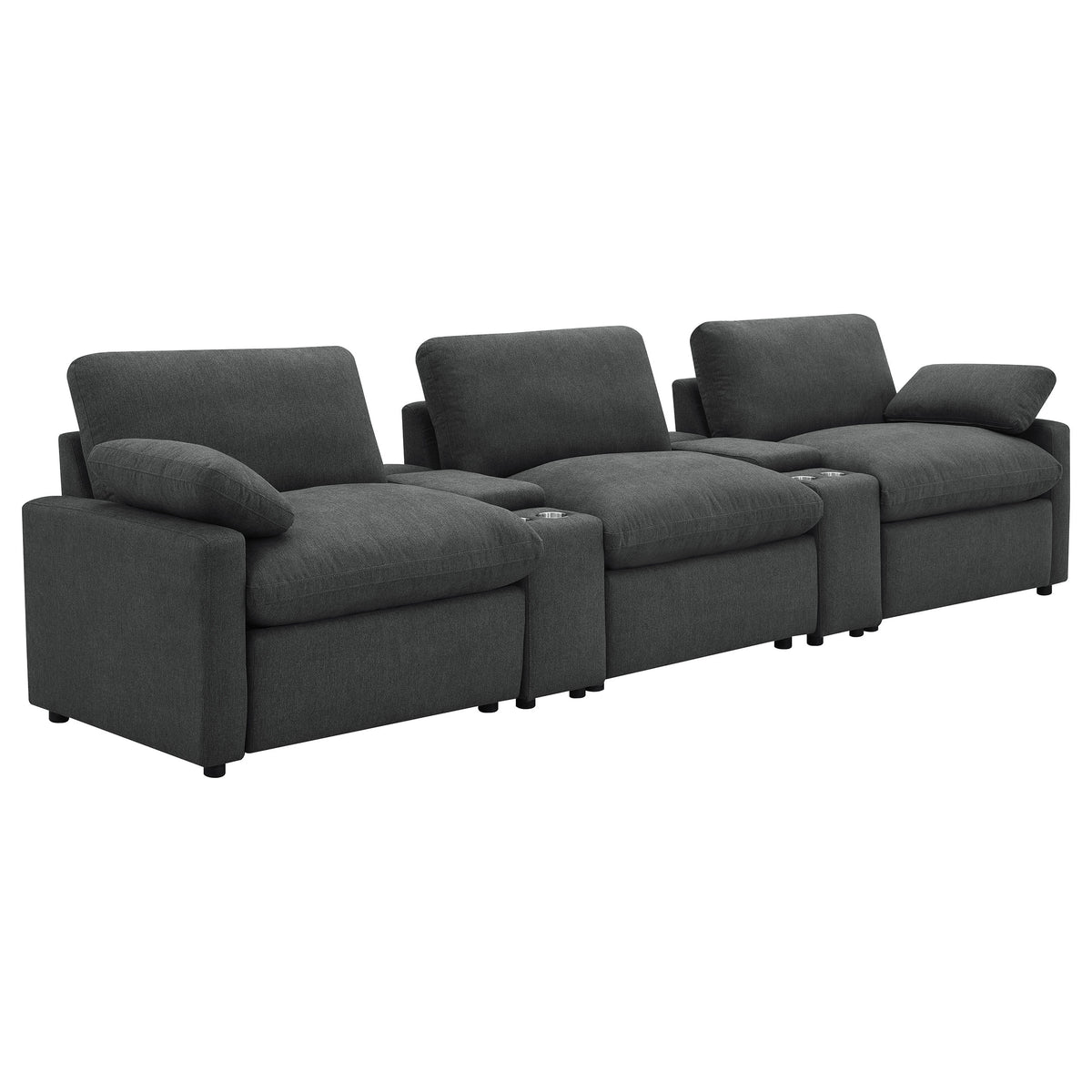 Tampa Furniture Outlet - Coaster - Collins 5-Piece Power Reclining Home Theater Seating Dark Grey - 609531PT