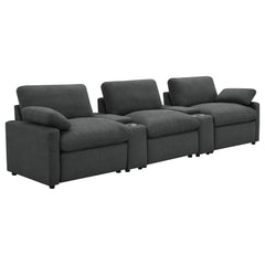 Tampa Furniture Outlet - Coaster - Collins 5-Piece Power Reclining Home Theater Seating Dark Grey - 609531PT