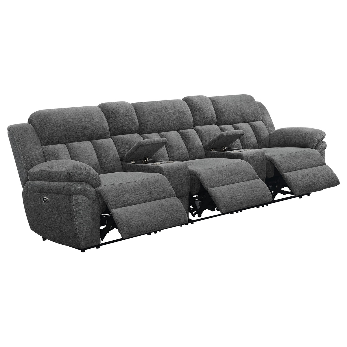 Tampa Furniture Outlet - Coaster - Bahrain 5-piece Power Home Theater Seating Charcoal - 609541PT