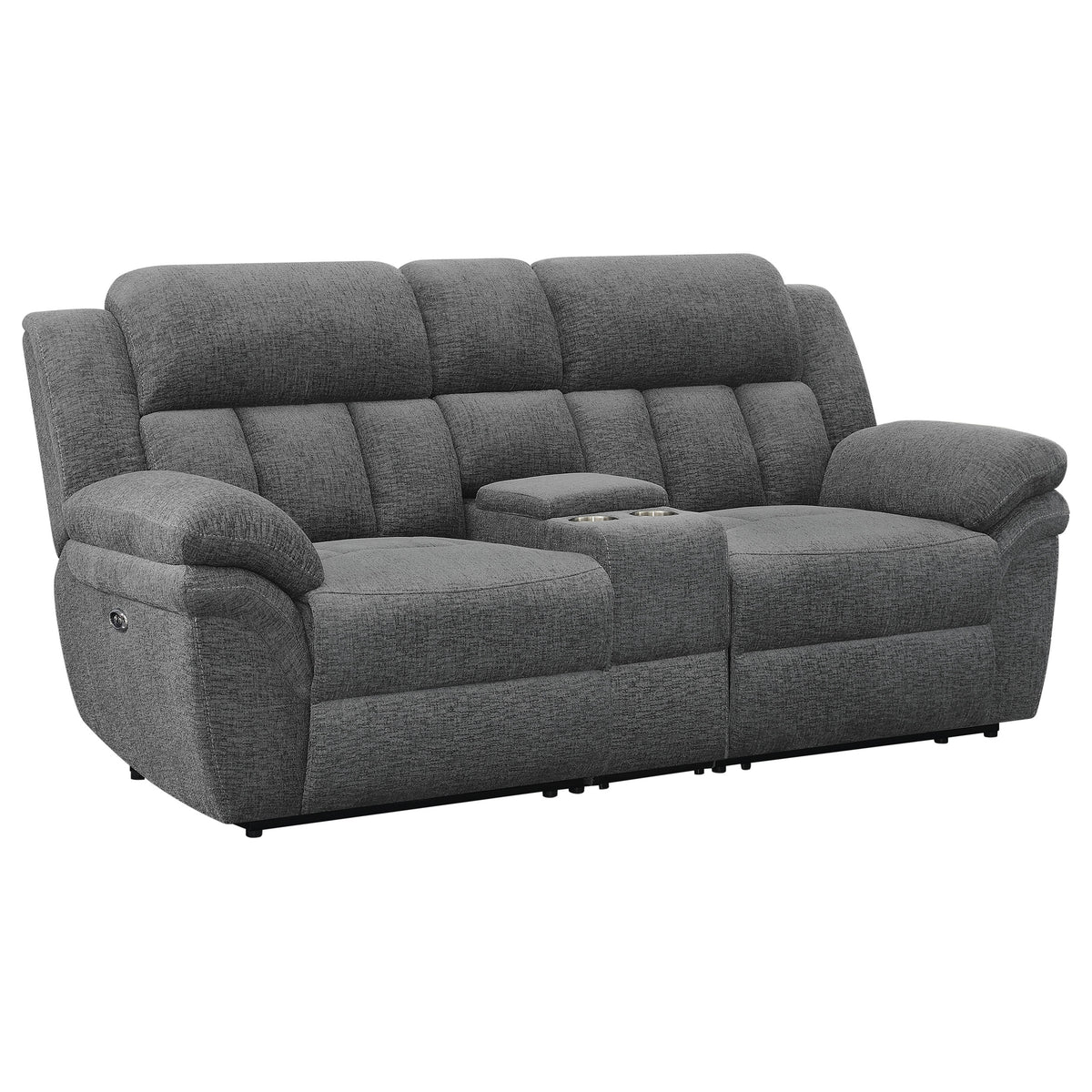 Tampa Furniture Outlet - Coaster - Bahrain Upholstered Power Loveseat Charcoal - 609542P