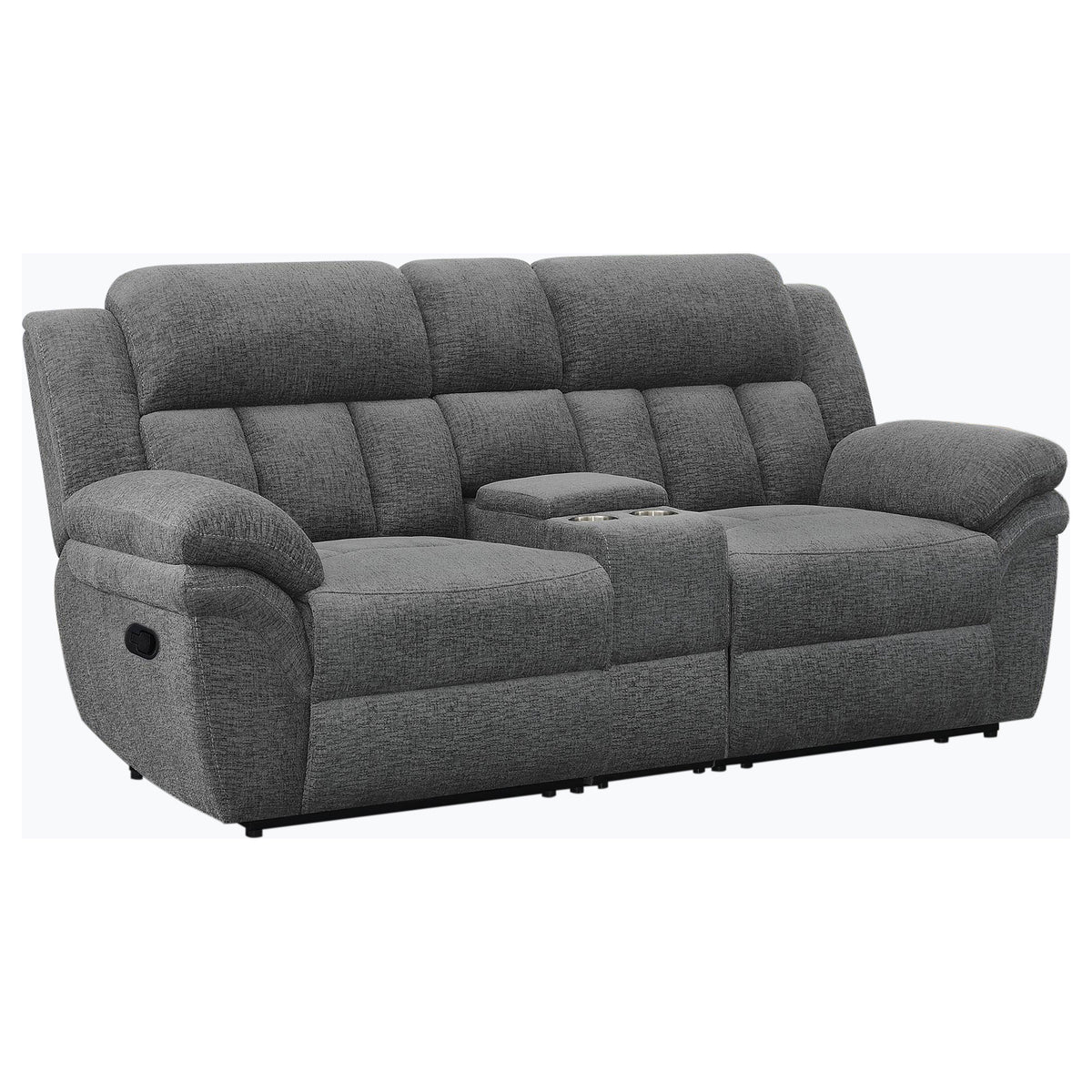 Tampa Furniture Outlet - Coaster - Bahrain Upholstered Motion Loveseat Charcoal - 609542