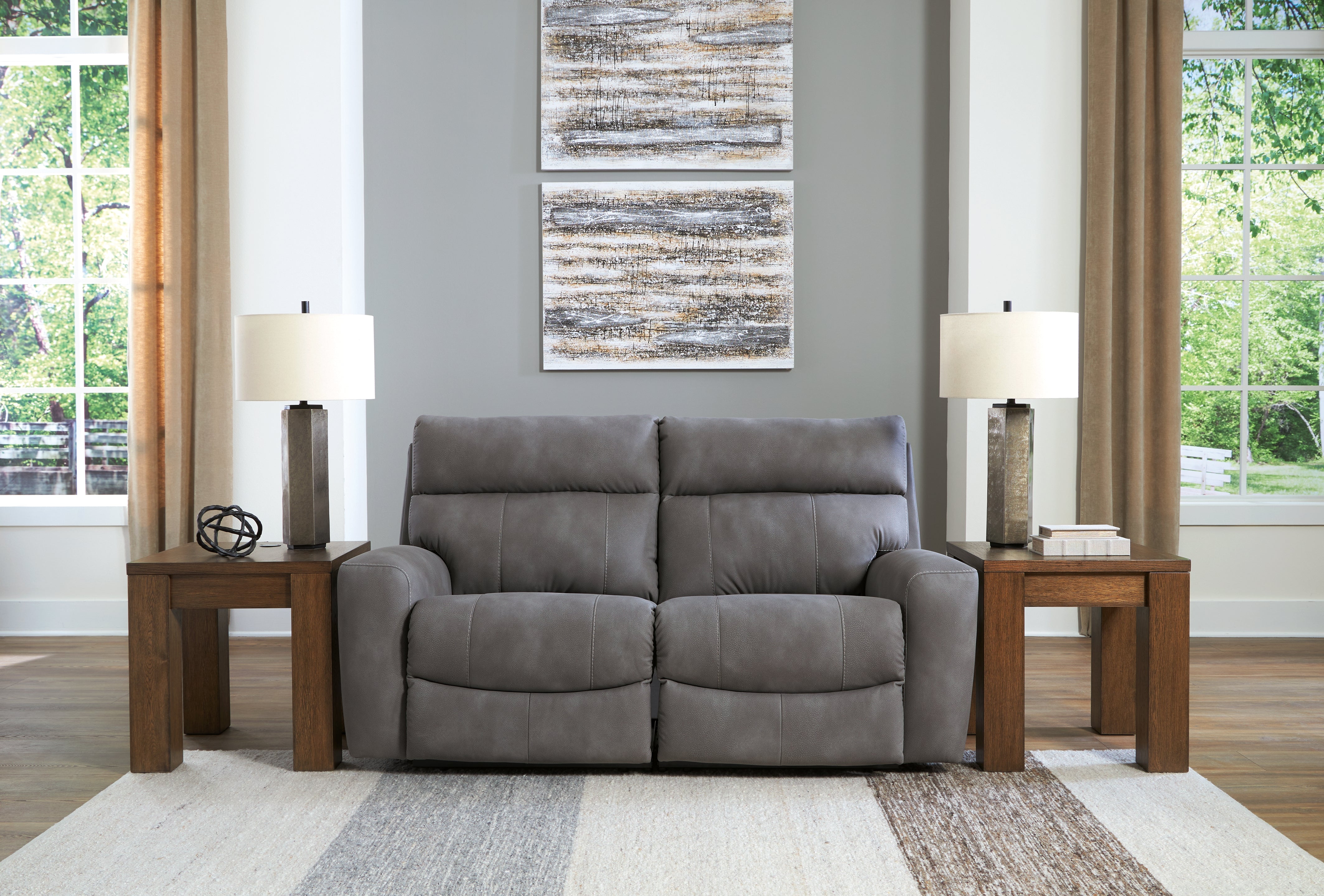 Tampa Furniture Outlet Lutz - Ashley Furniture - Next-Gen DuraPella Sectional - 2-Piece Power Reclining Sectional Loveseat / Slate - 61003S1