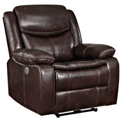 Tampa Furniture Outlet - Coaster - Sycamore Upholstered Power Recliner Chair Dark Brown - 610193P