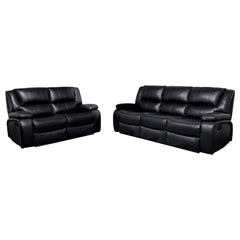 Camila 2-piece Upholstered Reclining Sofa Set Black