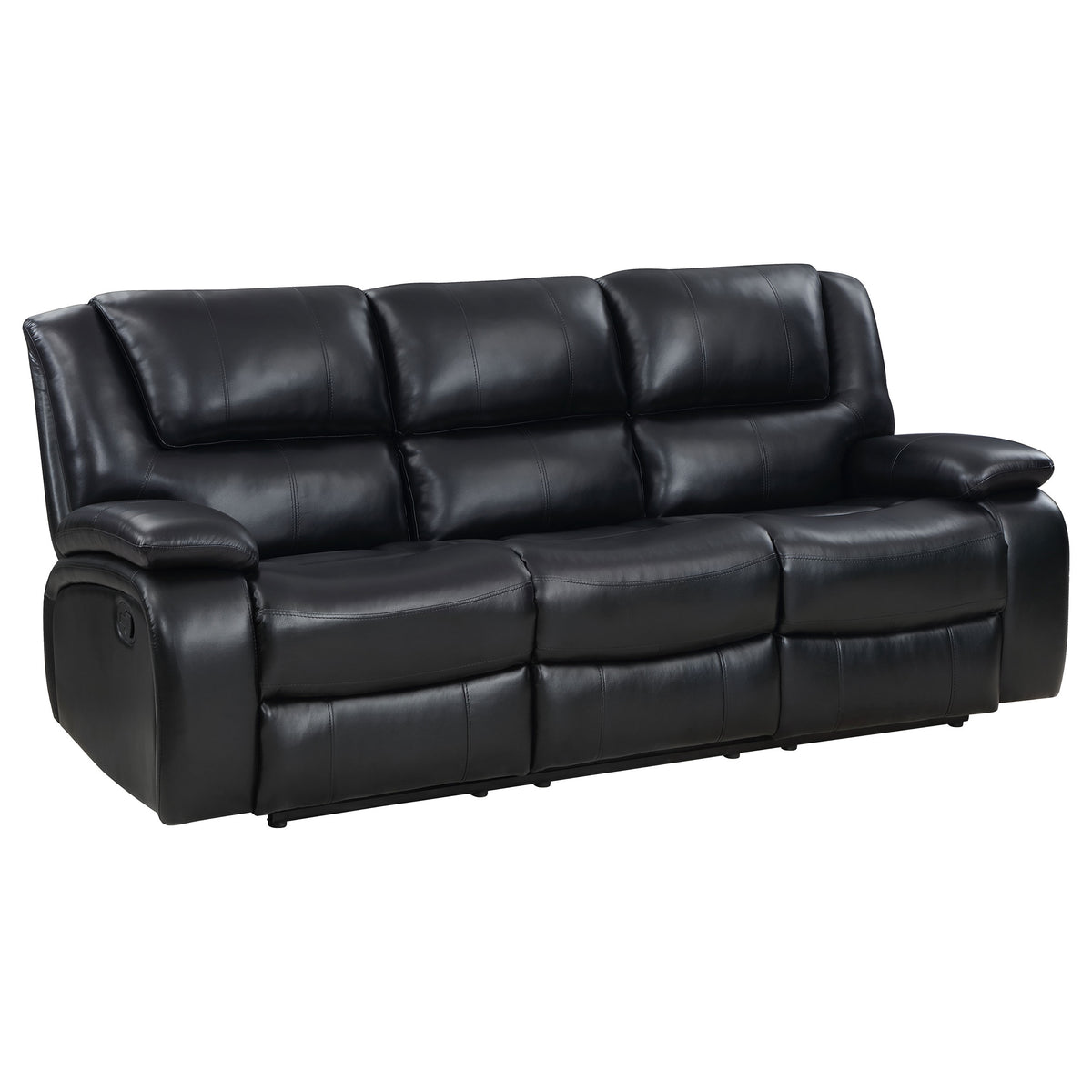 Tampa Furniture Outlet - Coaster - Camila Upholstered Motion Reclining Sofa Black - 610244