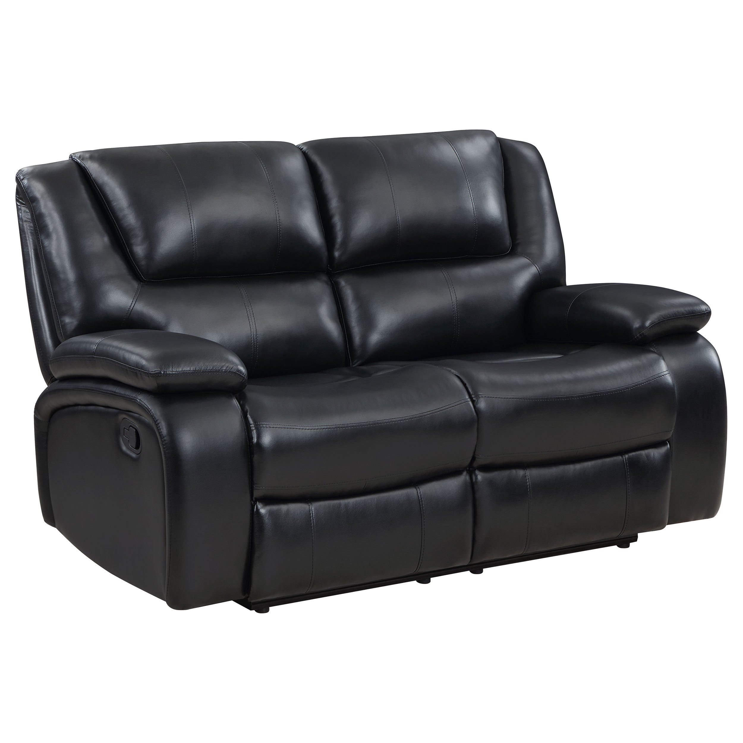 Tampa Furniture Outlet - Coaster - Camila Upholstered Motion Reclining Loveseat Black - 610245