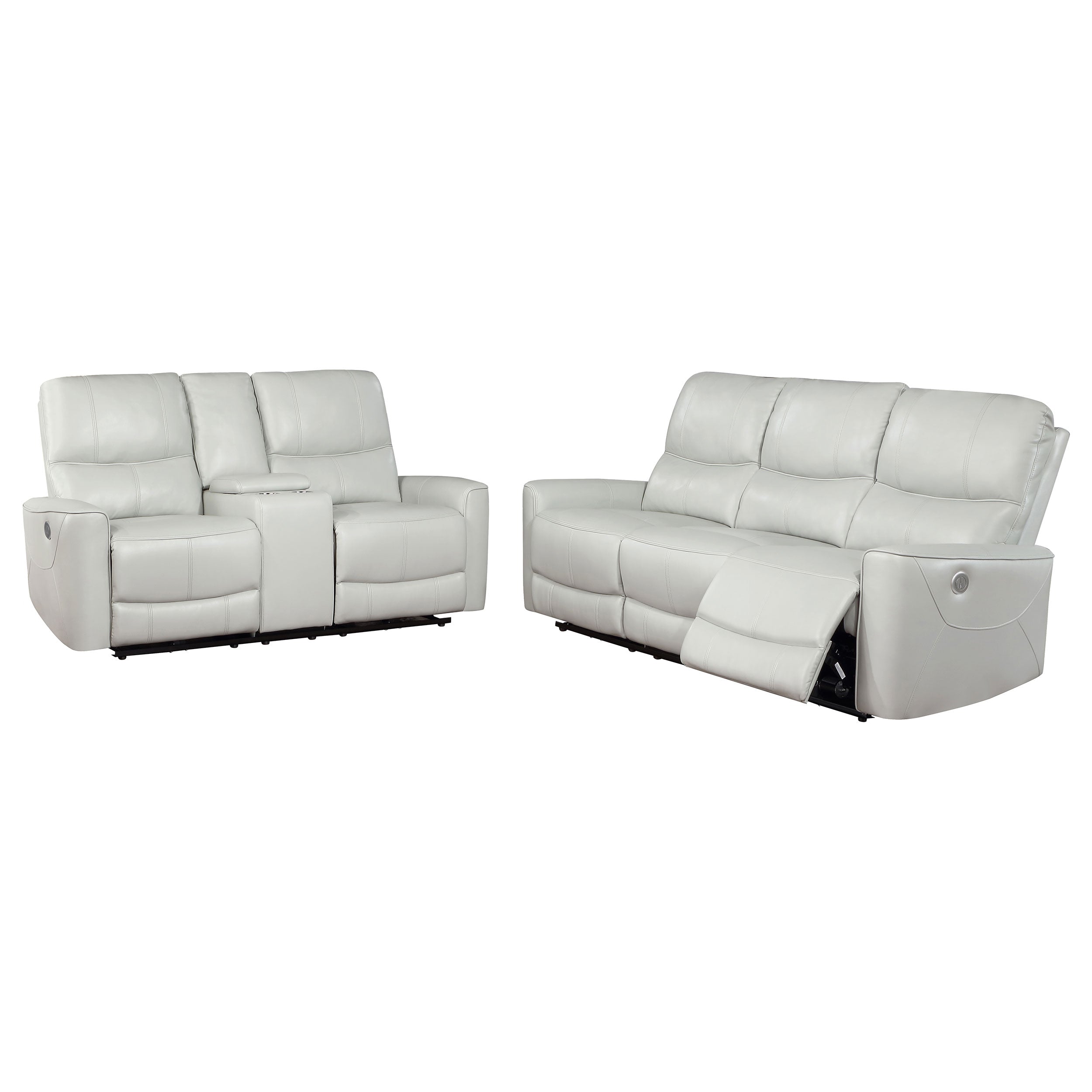 Tampa Furniture Outlet - Coaster - Greenfield 2-piece Power Reclining Sofa Set Dove Grey - 610261P-S2
