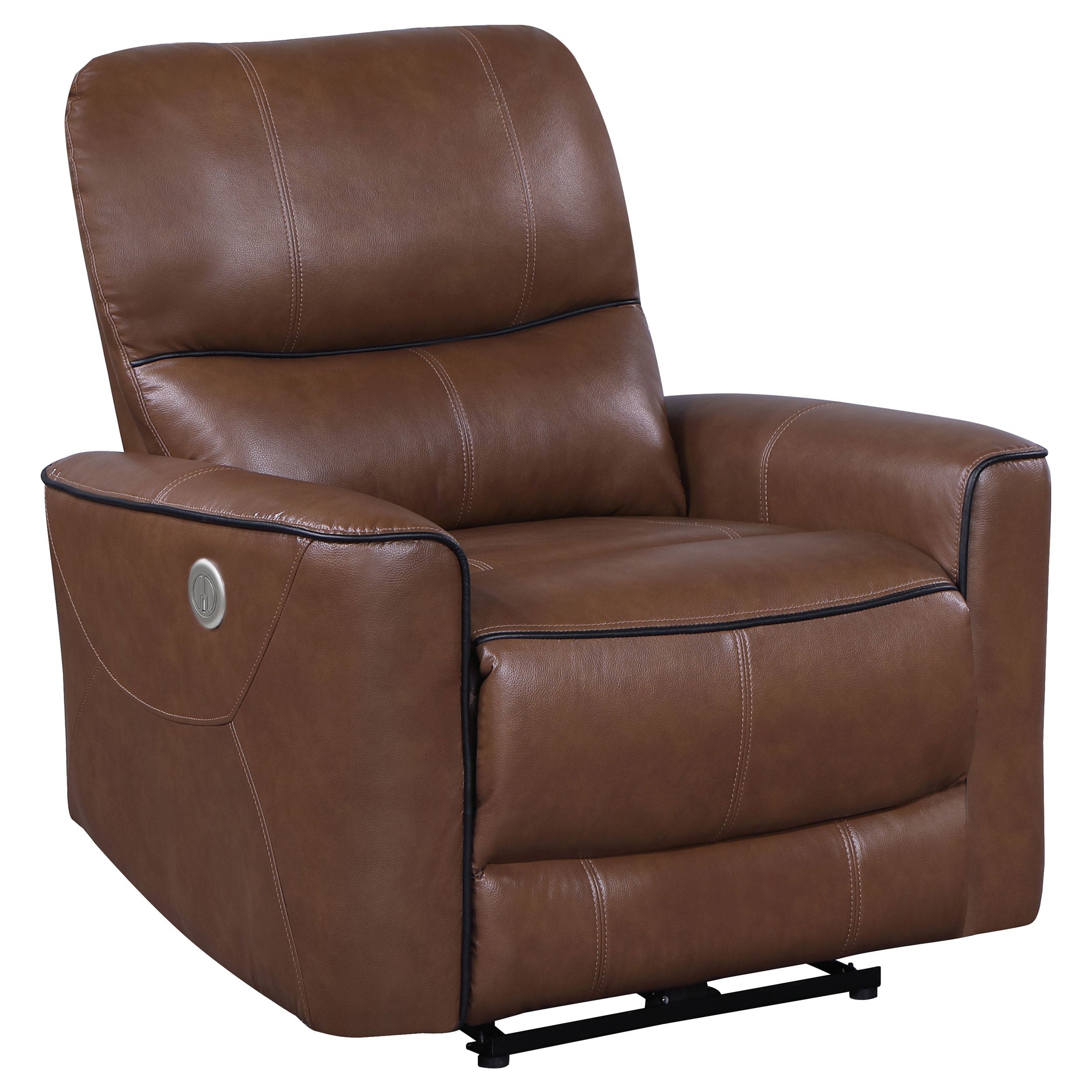 Tampa Furniture Outlet - Coaster - Greenfield Upholstered Power Recliner Chair Saddle Brown - 610266P