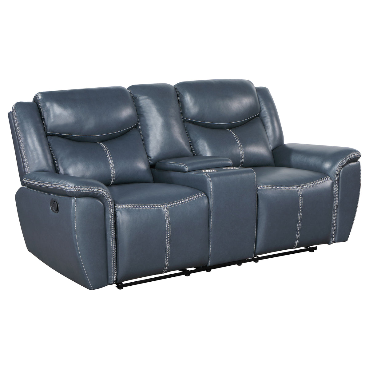 Tampa Furniture Outlet - Coaster - Sloane Upholstered Padded Arm Reclining Loveseat Blue - 610272