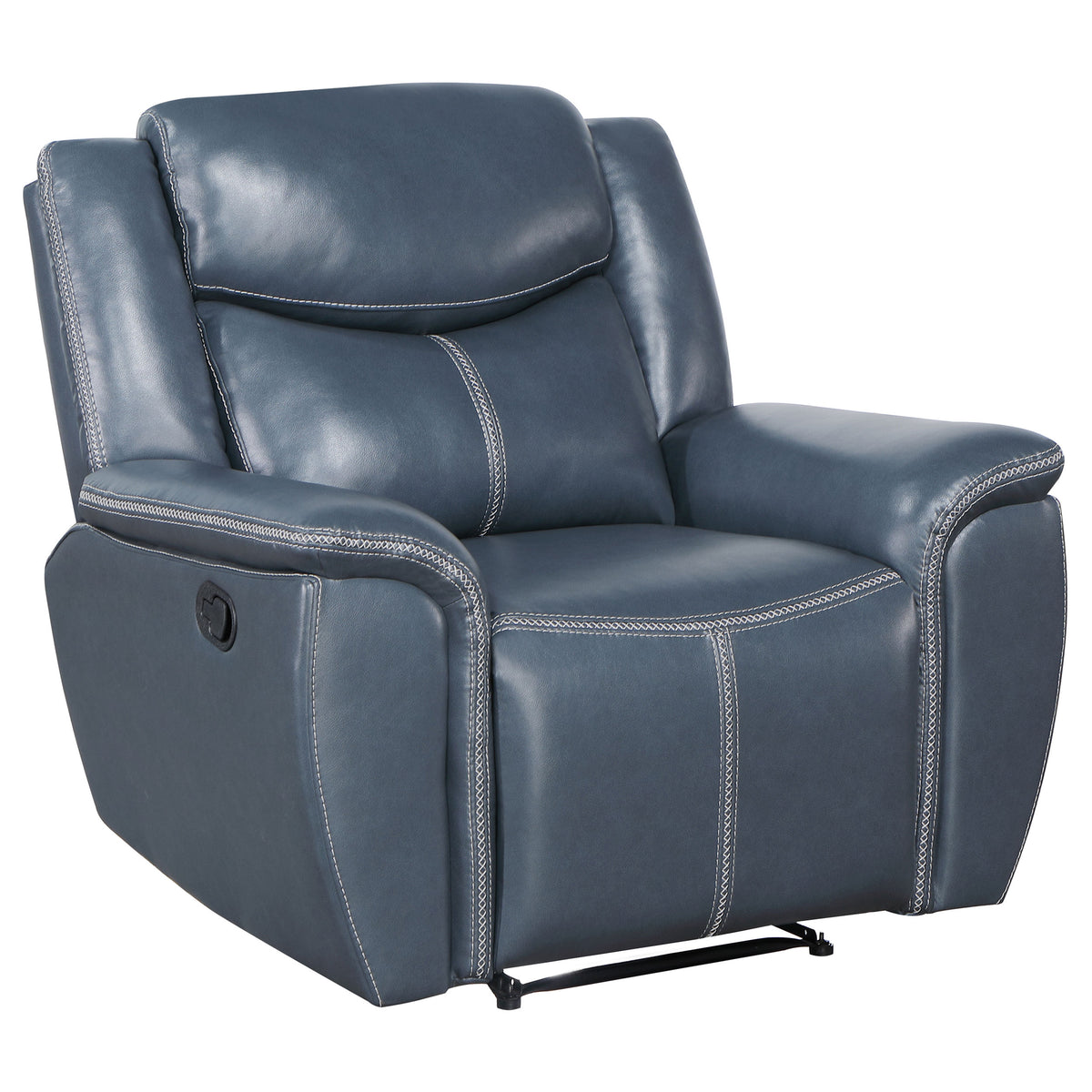 Tampa Furniture Outlet - Coaster - Sloane Upholstered Padded Arm Recliner Chair Blue - 610273