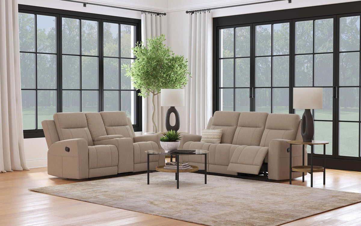 Tampa Furniture Outlet - Coaster - Brentwood 2-piece Upholstered Reclining Sofa Set Taupe - 610281-S2