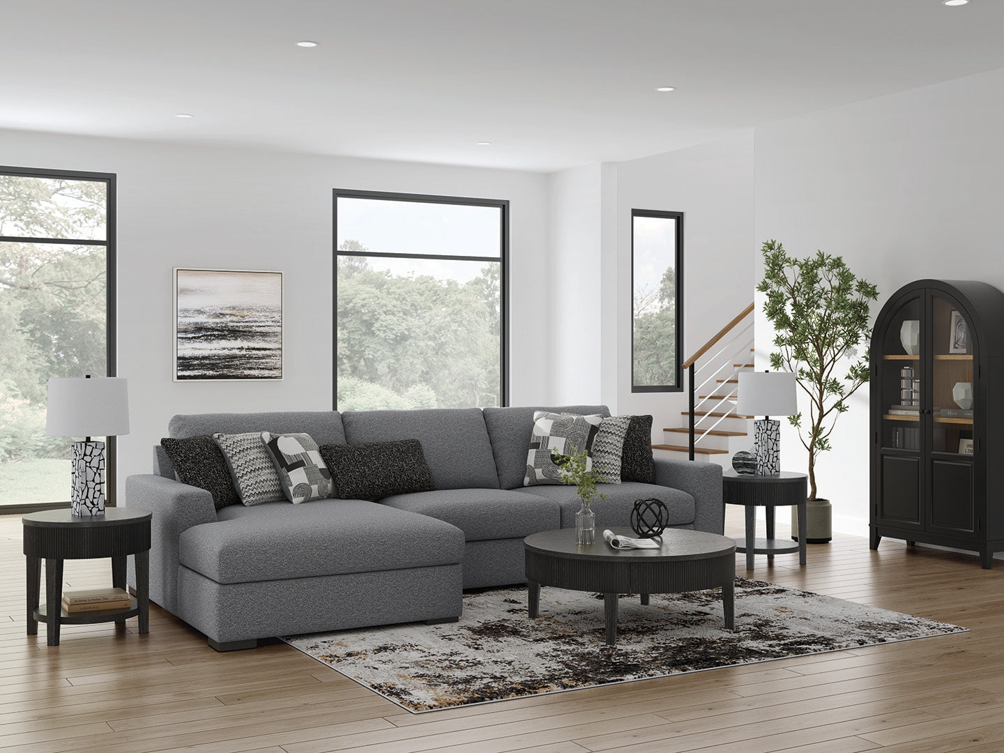 Tampa Furniture Outlet Lutz - Ashley Furniture - Bealton Sectional - RAF 3-Piece Sectional with Chaise / Salt and Pepper - 61305S4