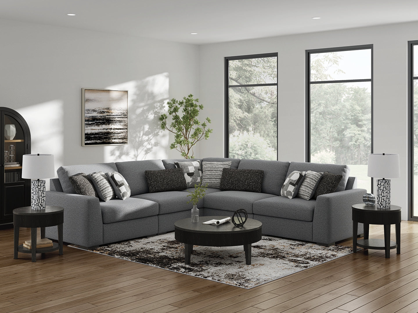 Tampa Furniture Outlet Lutz - Ashley Furniture - Bealton Sectional - RAF 5-Piece Sectional / Salt and Pepper - 61305S6