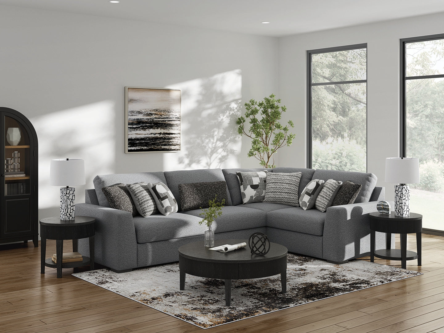 Tampa Furniture Outlet Lutz - Ashley Furniture - Bealton Sectional - RAF 4-Piece Sectional / Salt and Pepper - 61305S5